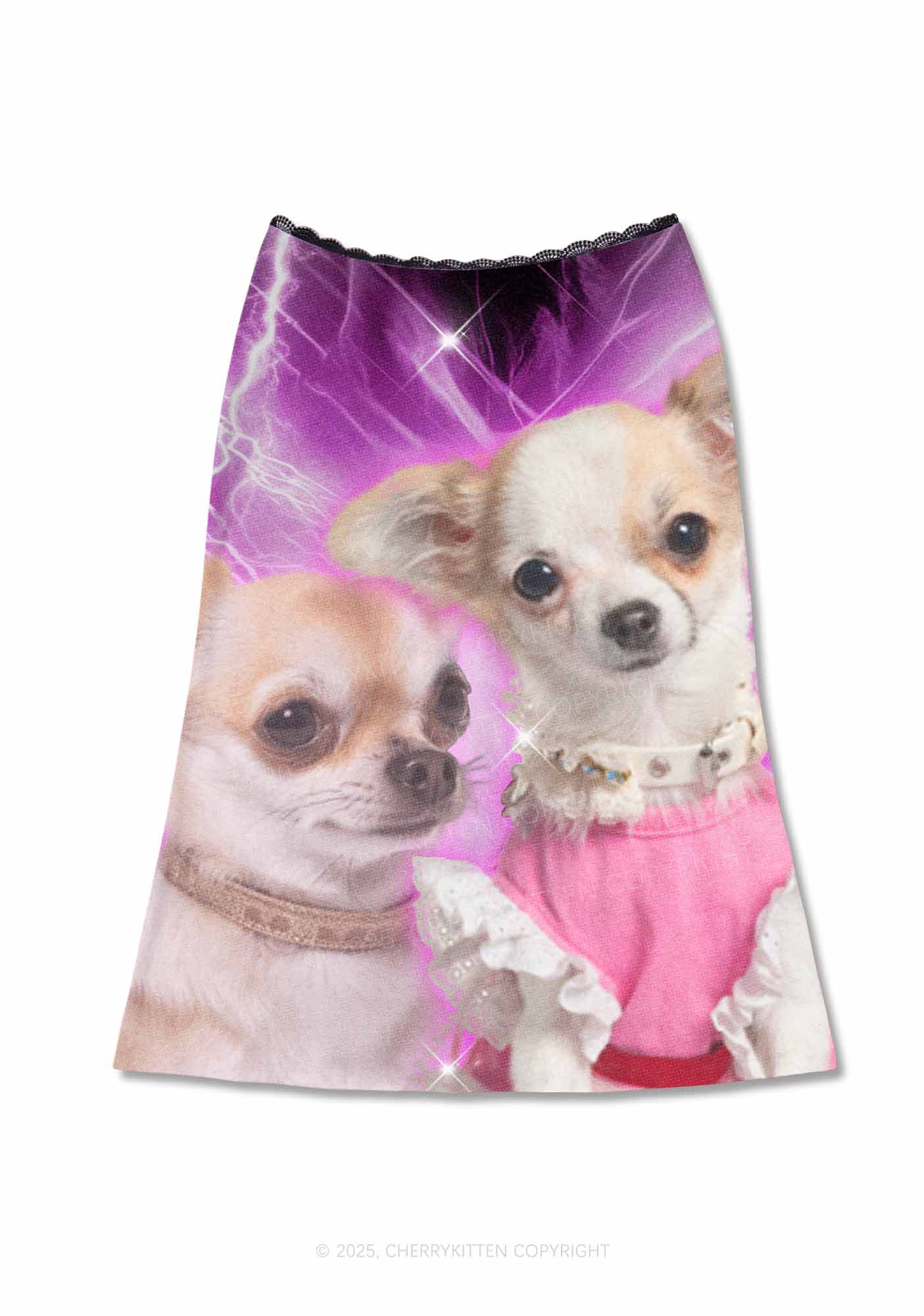 Cute Puppy Y2K Print Midi Skirt Cherrykitten