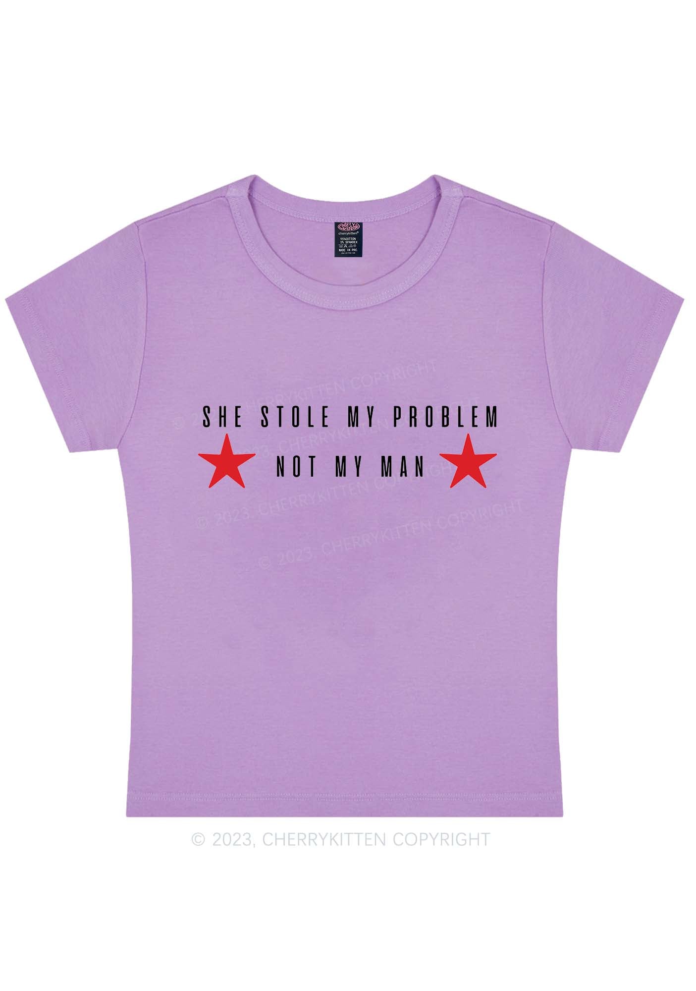 Curvy She Stole My Problem Y2K Baby Tee Cherrykitten