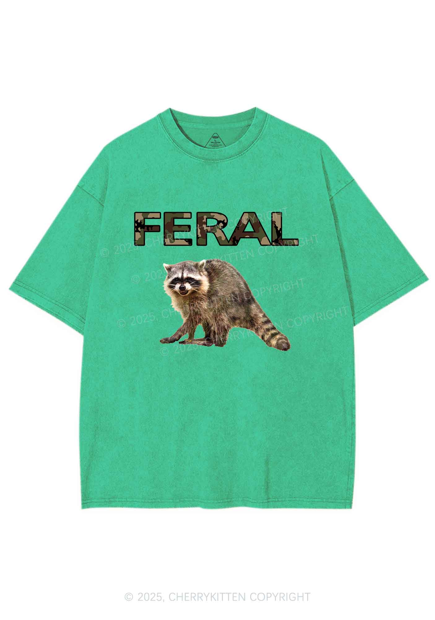 Feral Raccoon Y2K Shirts Washed Tee Cherrykitten