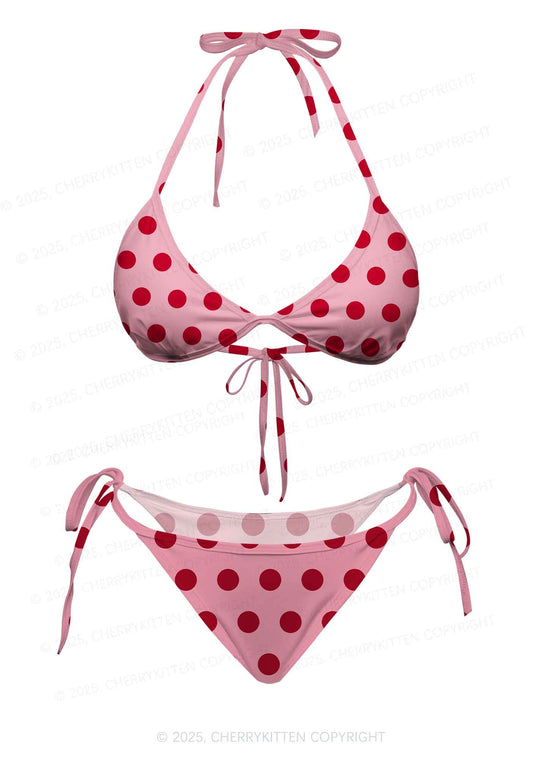 Dotty Red Y2K Print Bikini Set Cherrykitten