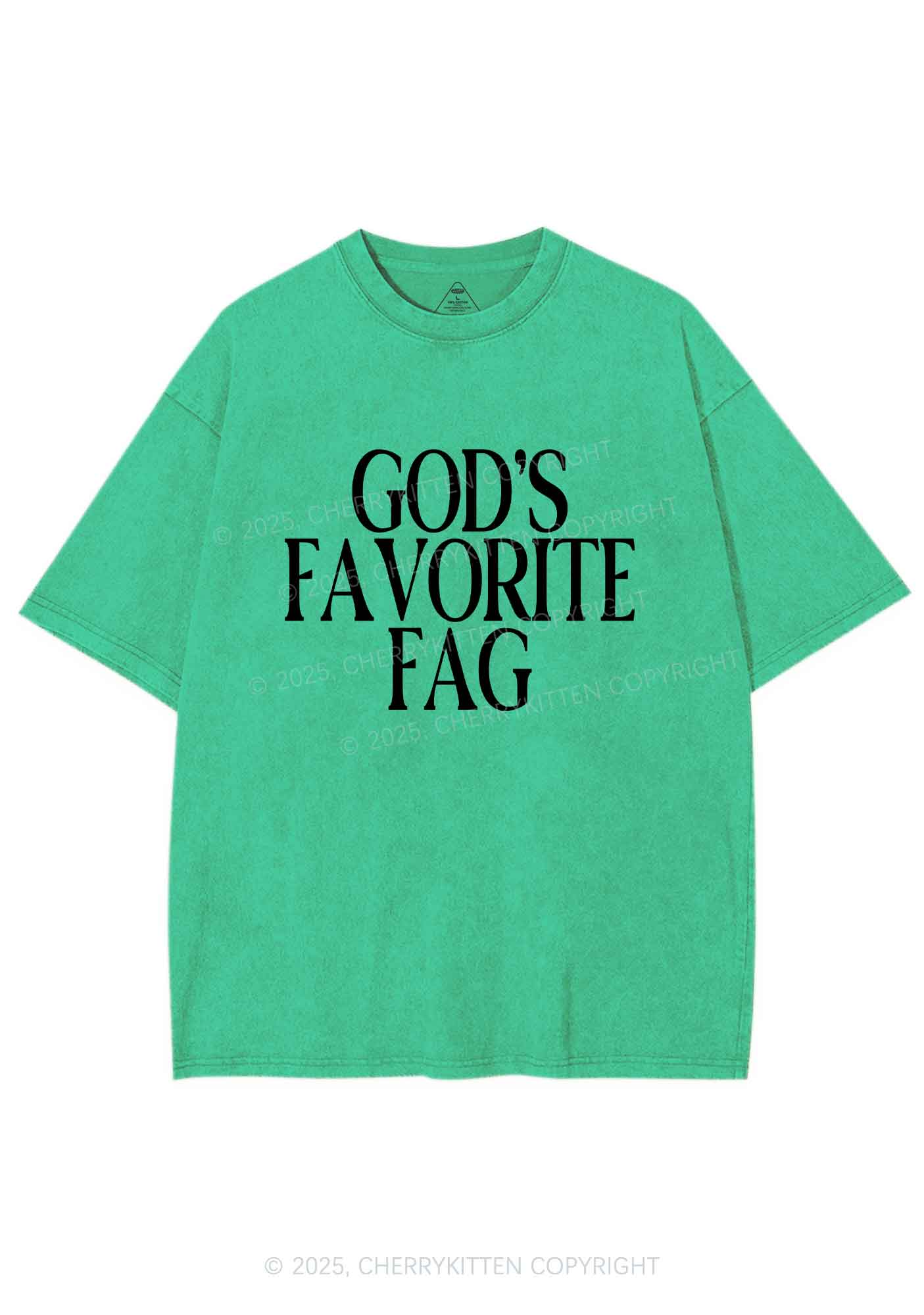 Gods Favorite Fag Pride Y2K Shirts Washed Tee Cherrykitten