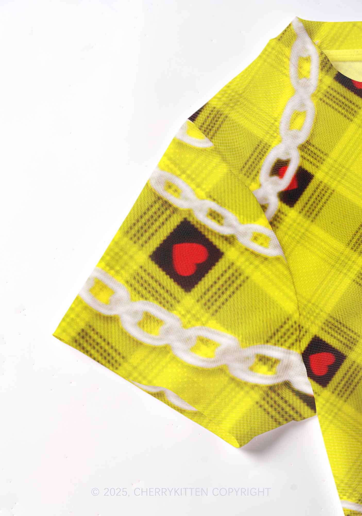 Star Chain and Hearts Y2K Mesh Crop Top Cherrykitten