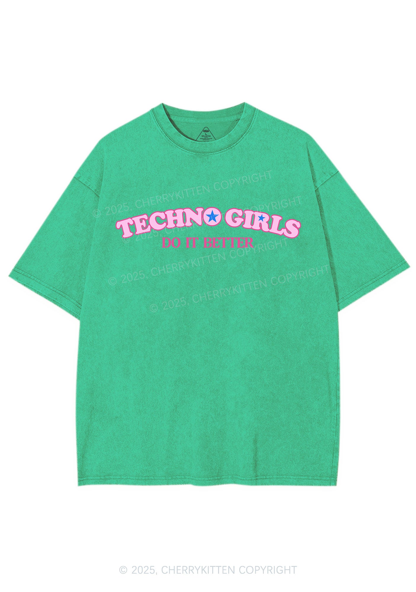Techno Girl Do Better Y2K Shirts Washed Tee Cherrykitten