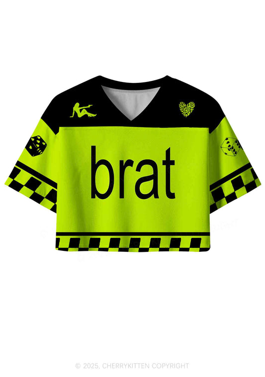 Green Brat Y2K Crop Sport Jersey Shirts Cherrykitten