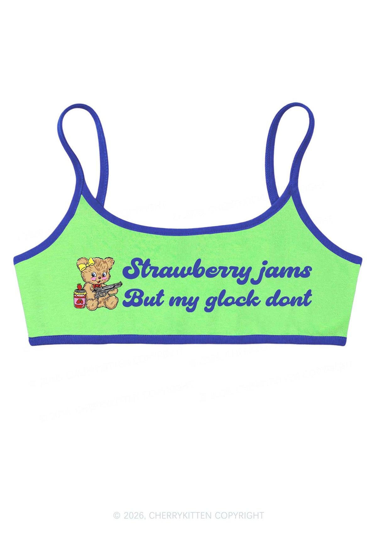 Strawberry Jams Bear Y2K Super Crop Cami Cherrykitten