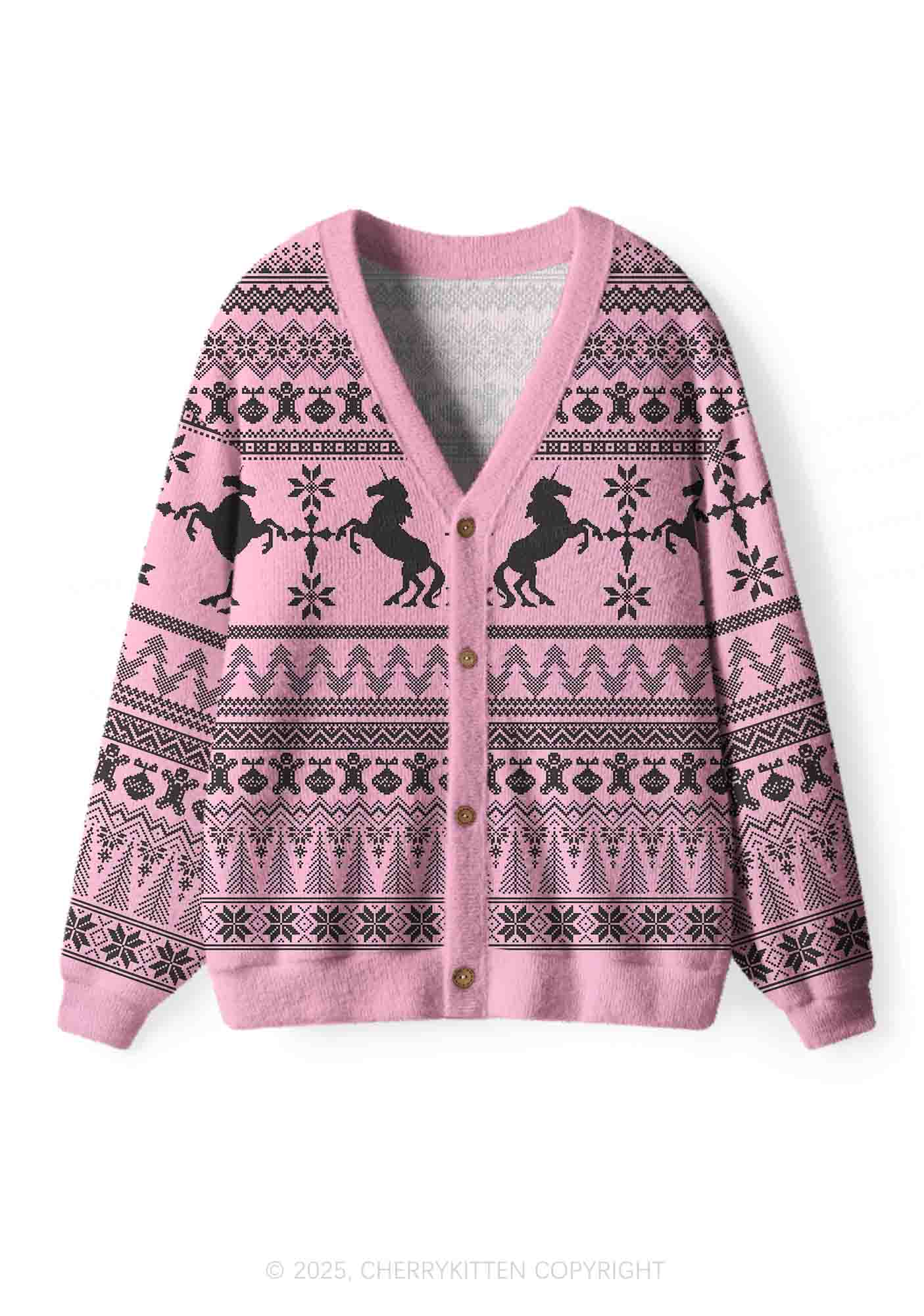 Unicorn Alpha Male Y2K Christmas Cardigan Knit Sweatshirt Cherrykitten