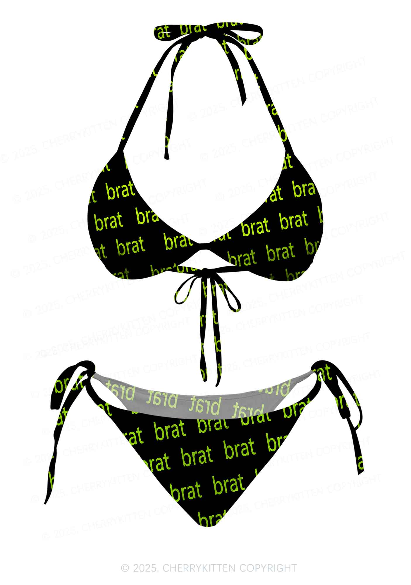 Green Brat Y2K Print Bikini Set Cherrykitten