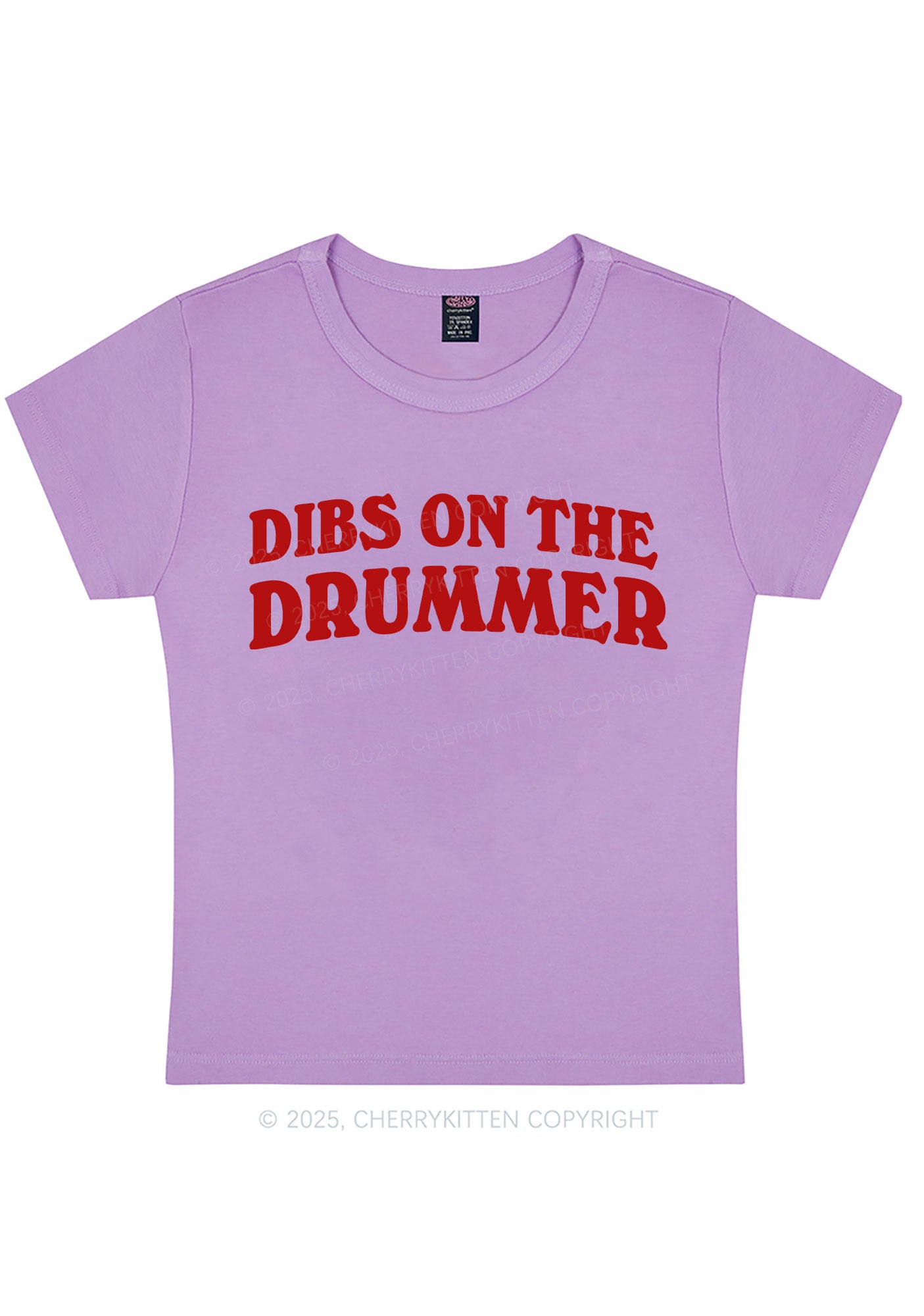 Curvy Dibs On The Drummer Y2K Baby Tee Cherrykitten