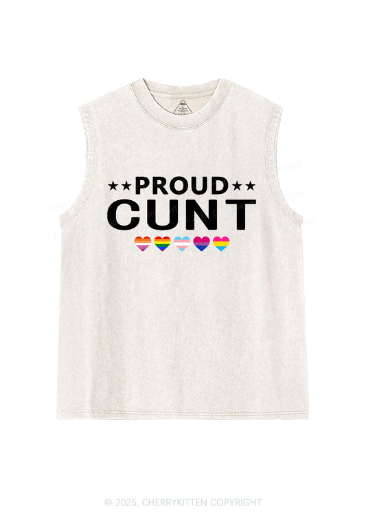 Proud Cxxt Pride Y2K Washed Muscle Tank Cherrykitten