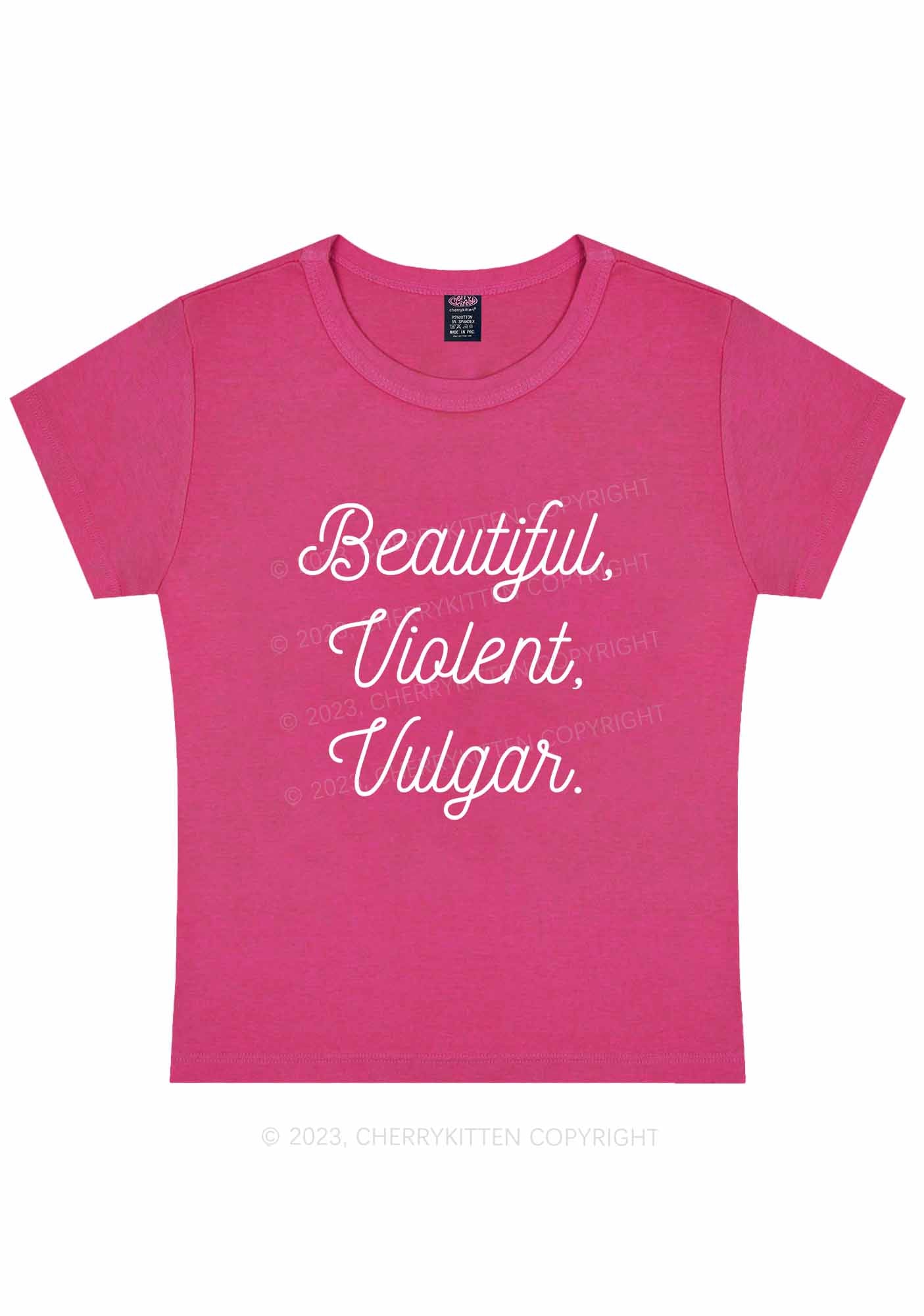 Curvy Beautiful Violent Vulgar Y2K Baby Tee Cherrykitten