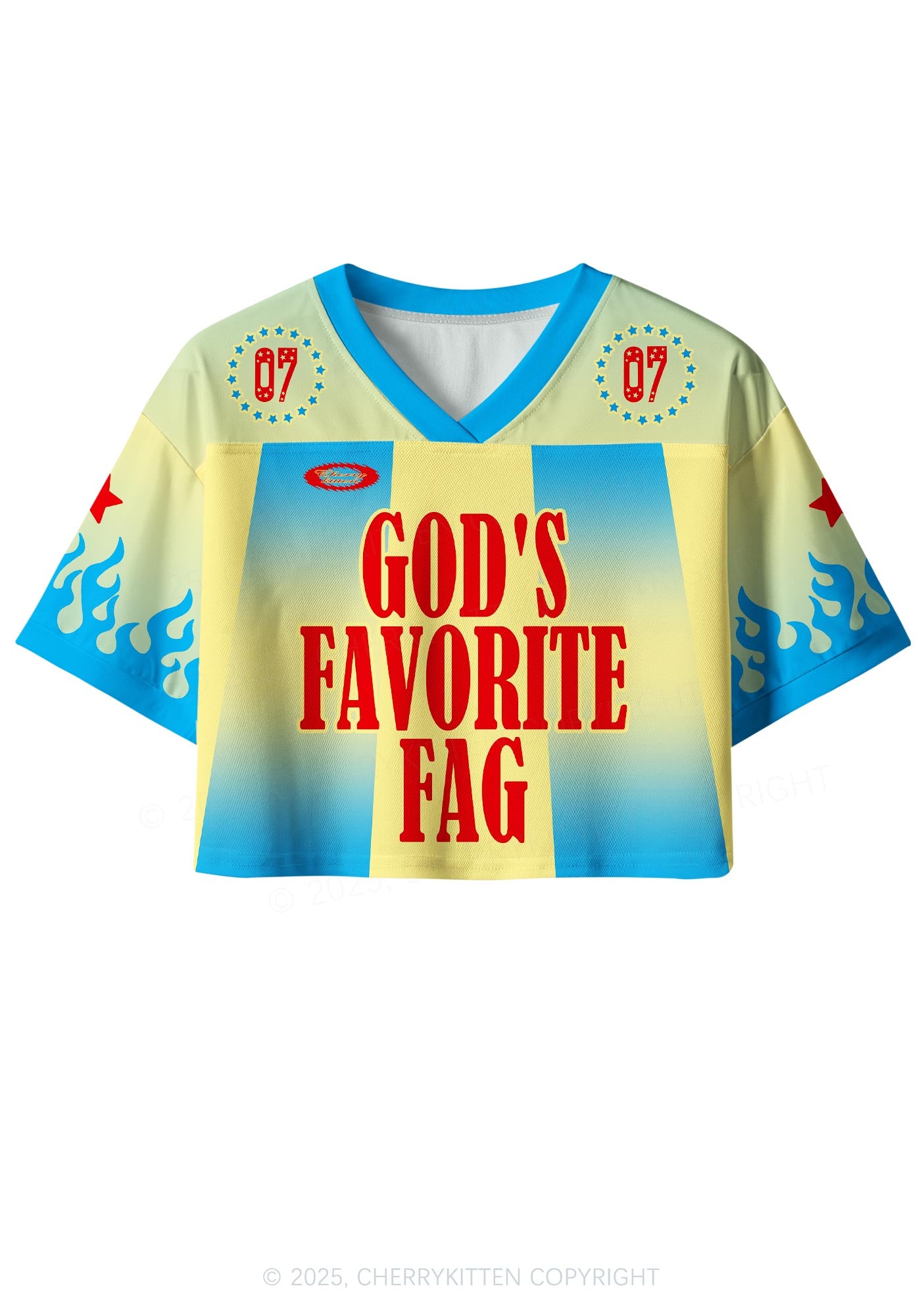 Custom Blue Gods Favorite Fag Pride Y2K Crop Sport Jersey Shirts Cherrykitten