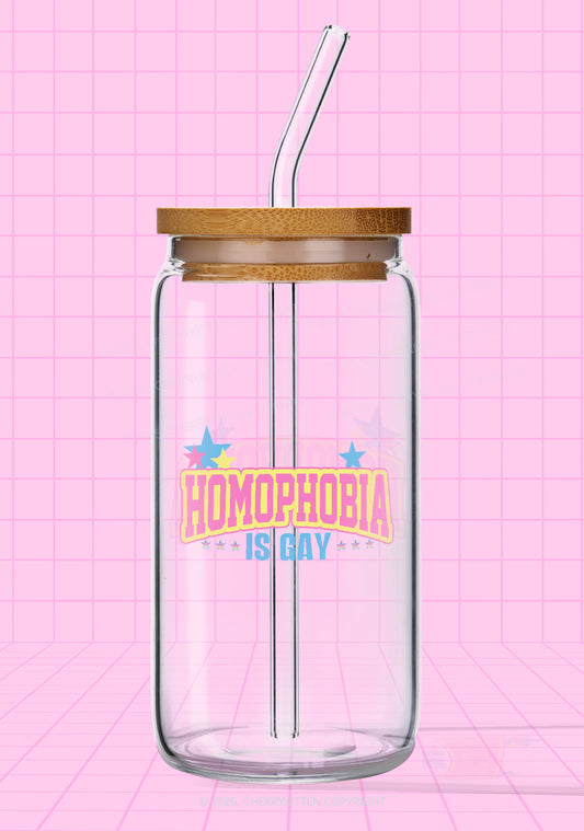 Homophobia Is Gay Pride Y2K Printed Glass Cup Cherrykitten