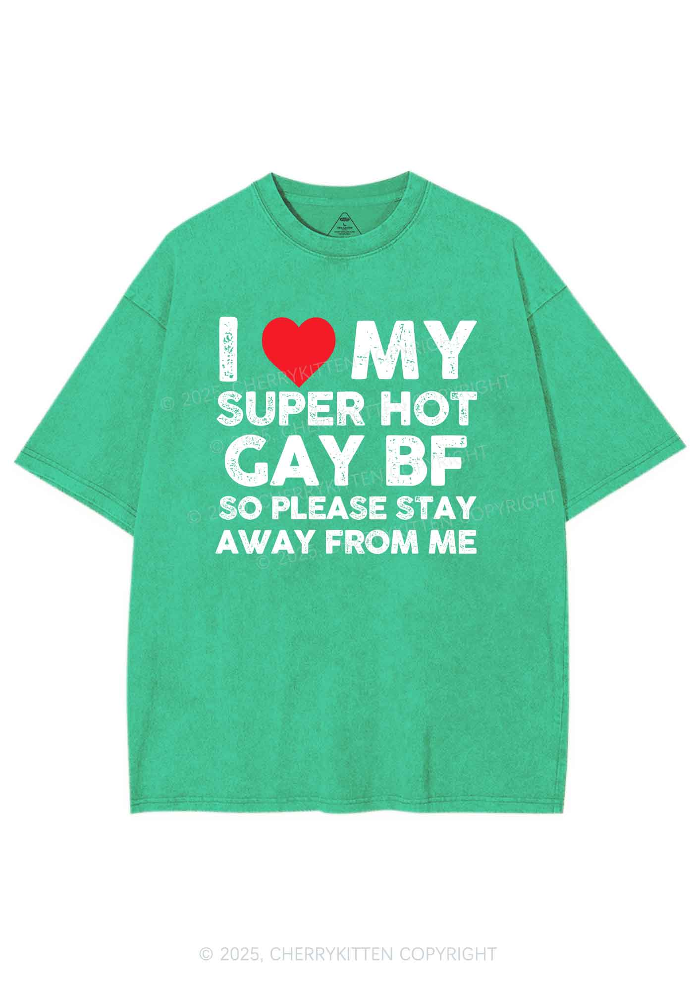 I Love My Hot BF Pride Y2K Shirts Washed Tee Cherrykitten