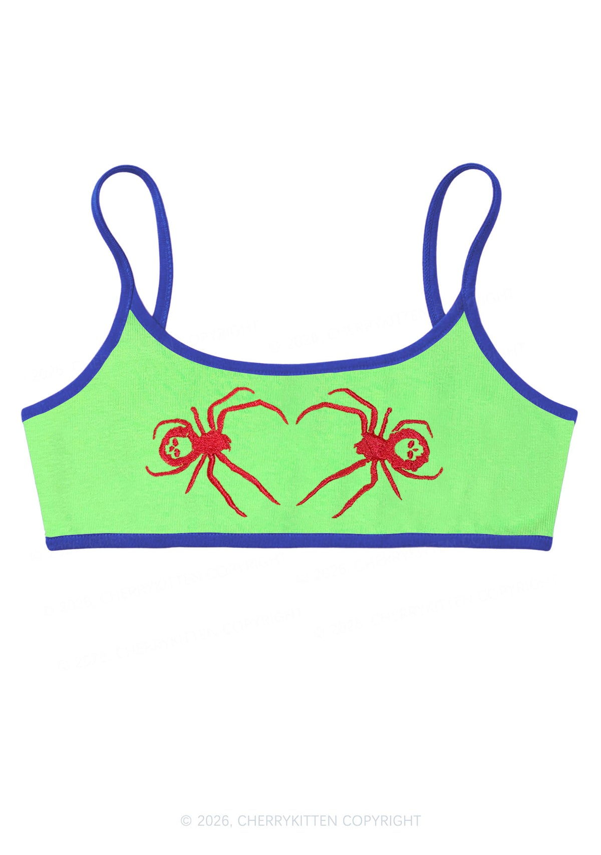 Embroidered Skull Spider Y2K Super Crop Cami Cherrykitten