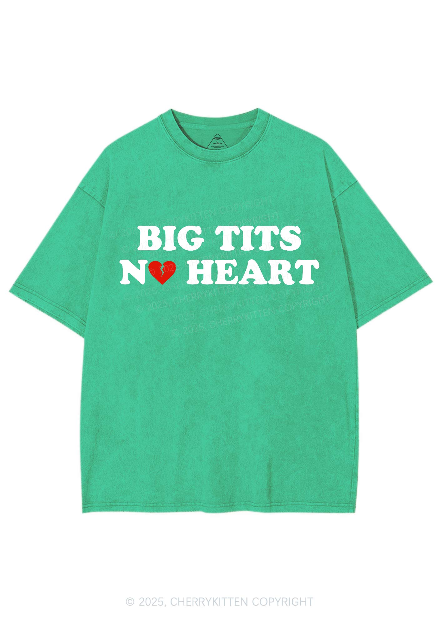 Big Txts No Heart Y2K Shirts Washed Tee Cherrykitten