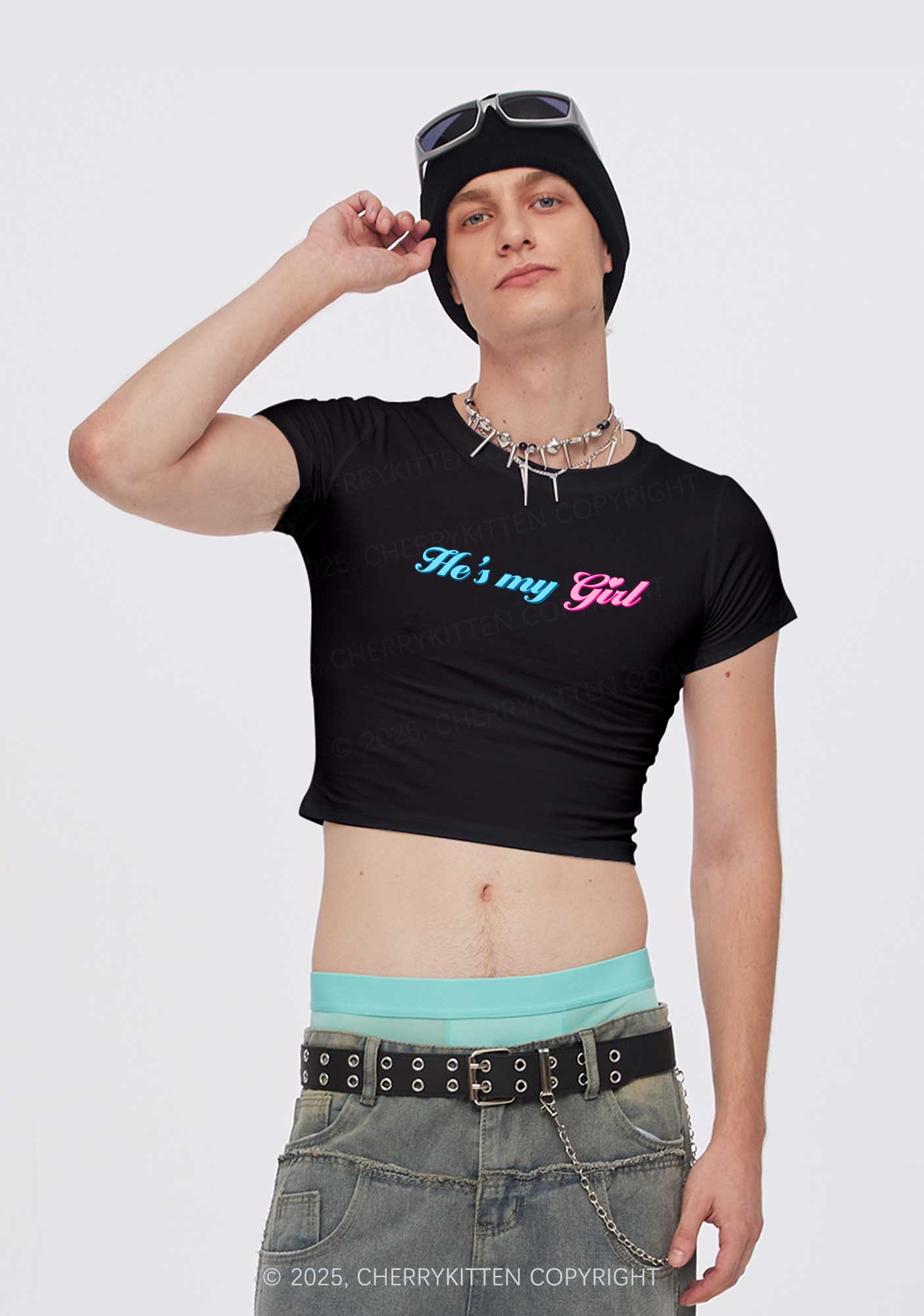 He Is My Girl Pride Y2K Baby Tee Cherrykitten