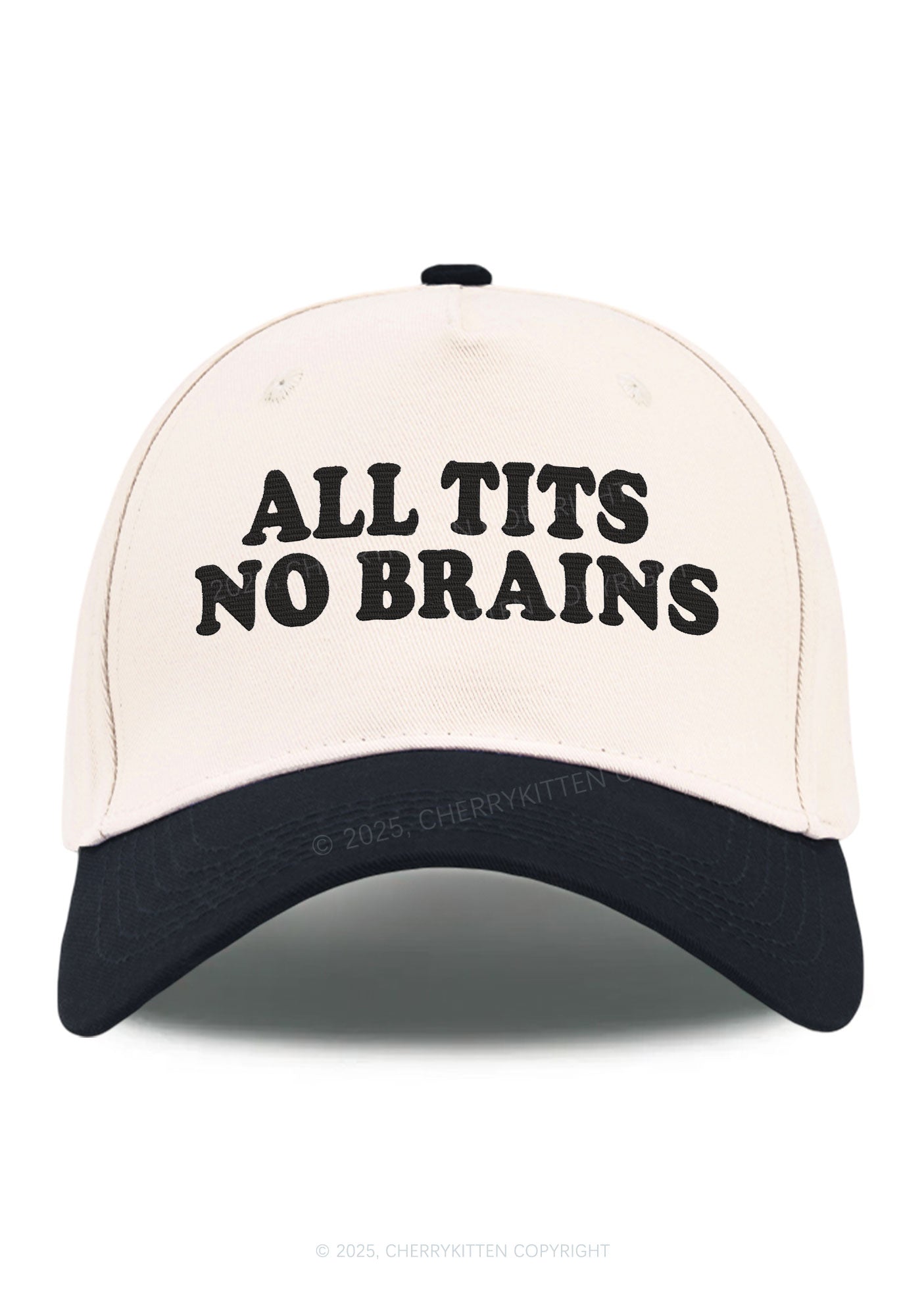 Embroidered All Txts No Brains Y2K Color Block Baseball Cap Cherrykitten