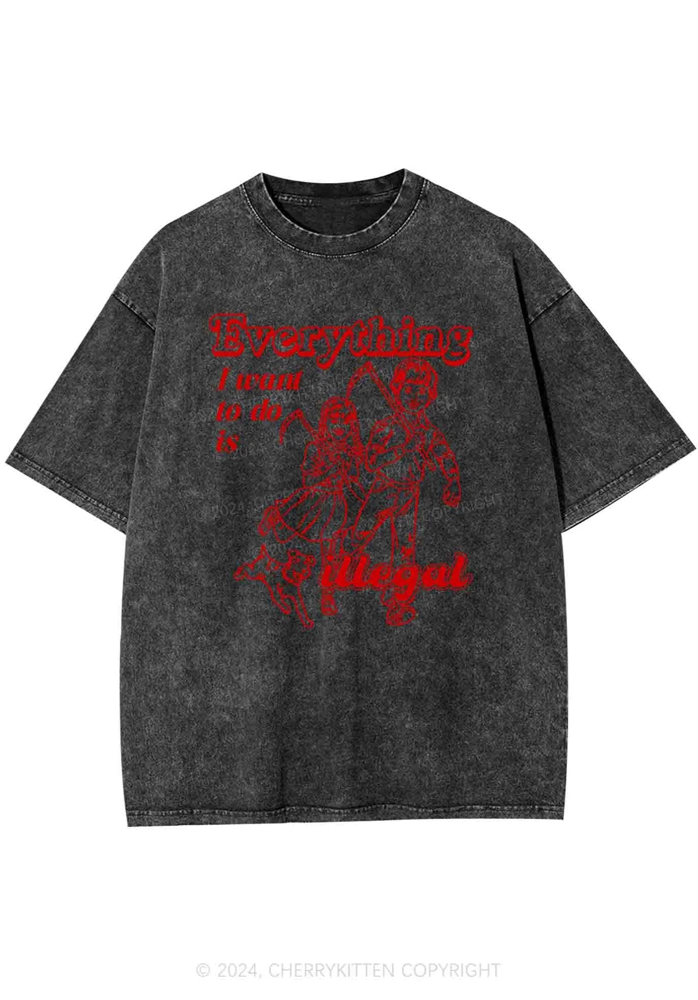 Everything Is Illegal Y2K Washed Tee Cherrykitten