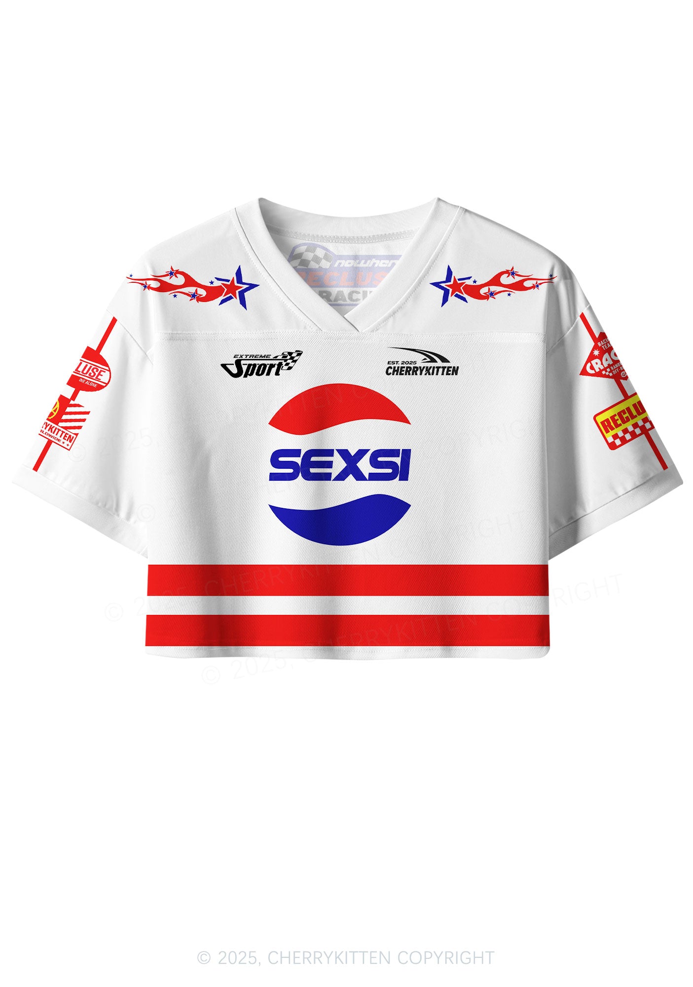 Custom Red Blue Sexsi Y2K Crop Sport Jersey Shirts Cherrykitten