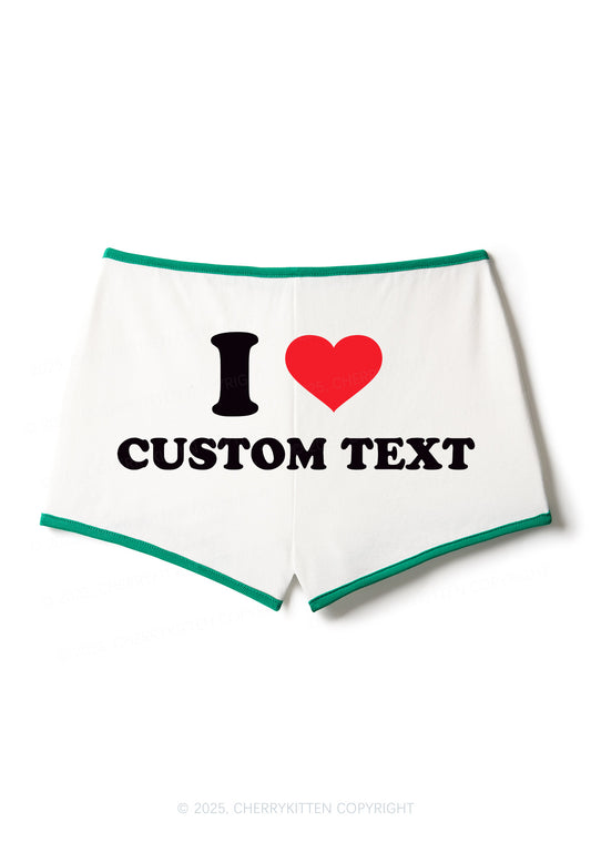 I Love Custom Personalized Y2K Contrast Mini Shorts Cherrykitten