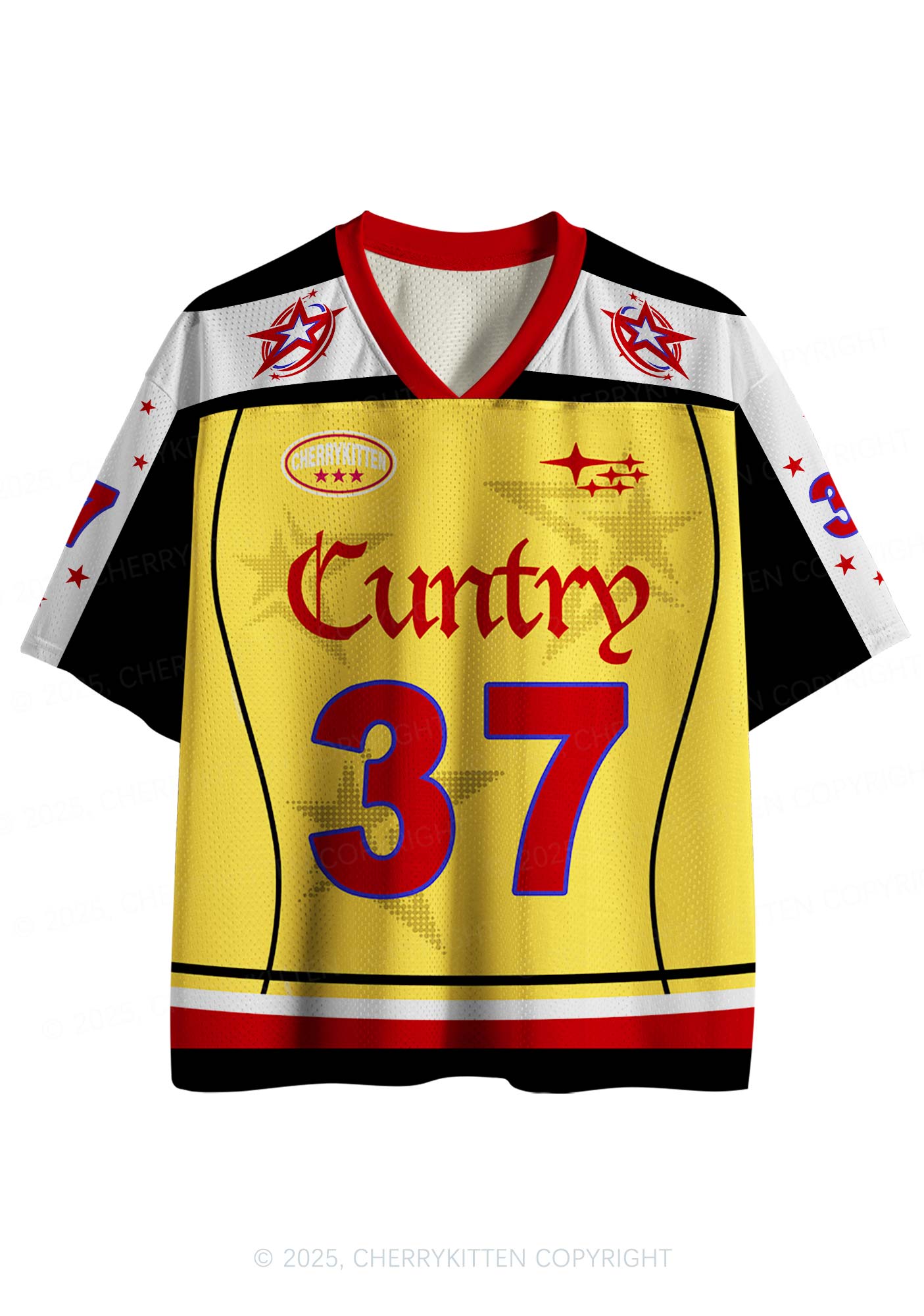 Custom Yellow Cuntry Star Y2K Sport Jersey Shirts Cherrykitten