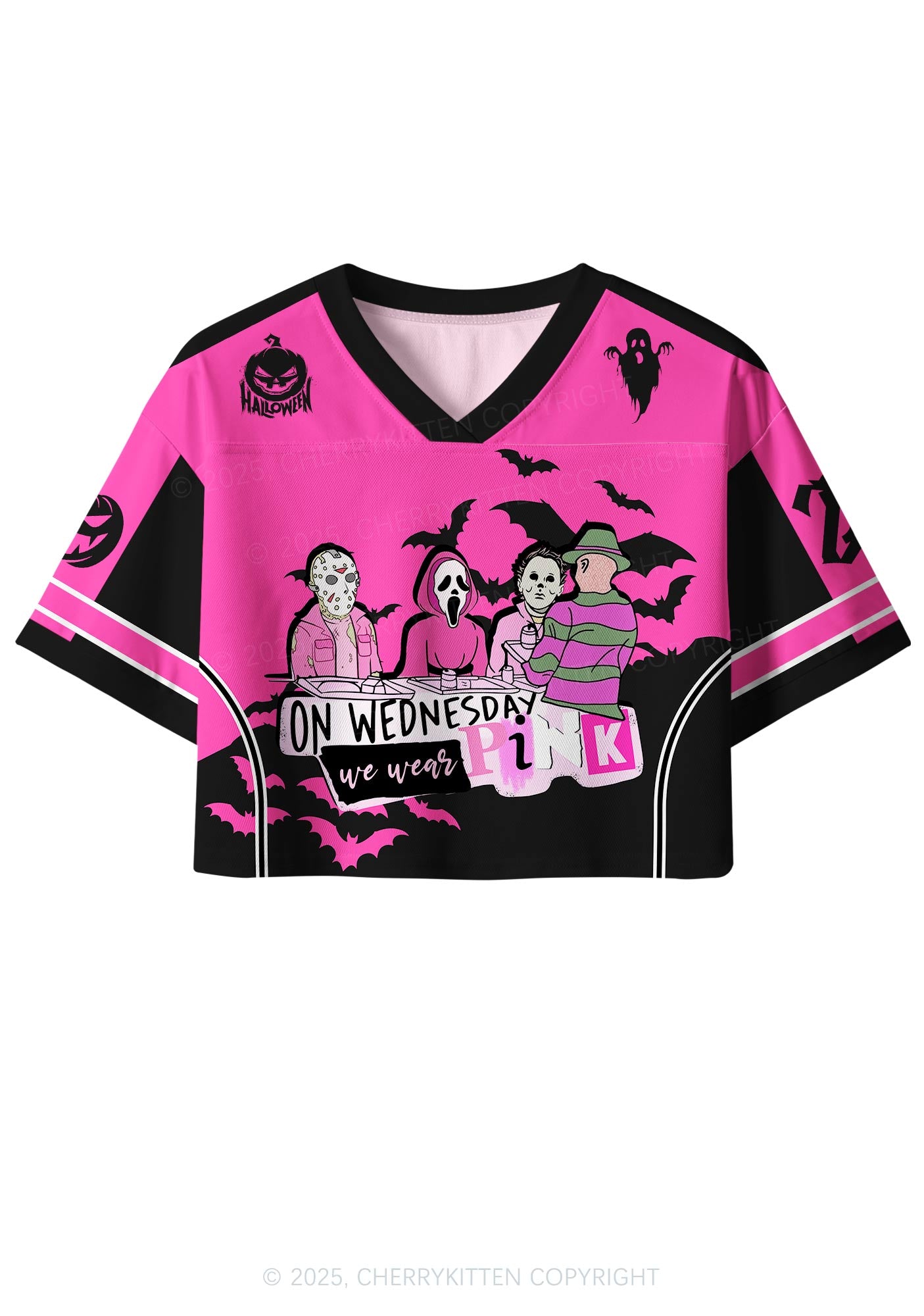 Custom Halloween We Wear Pink Y2K Crop Sport Jersey Shirts Cherrykitten