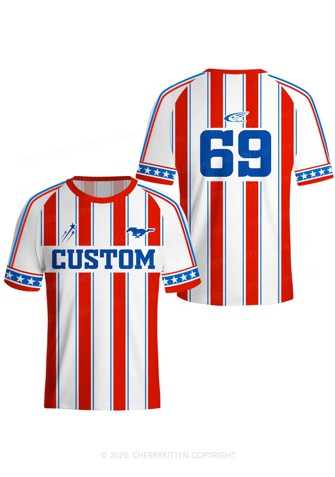 Custom Text Red White Stripes Y2K Football Jersey Shirts Cherrykitten