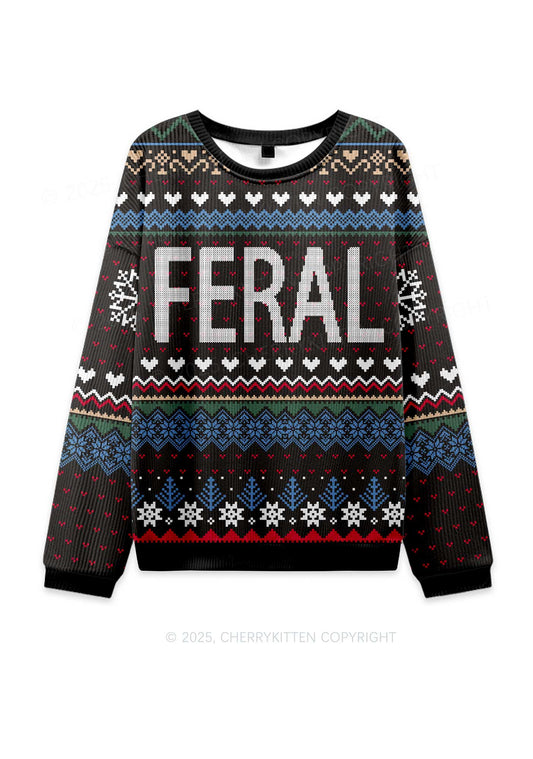 Feral Y2K Christmas Knit Sweatshirt Cherrykitten