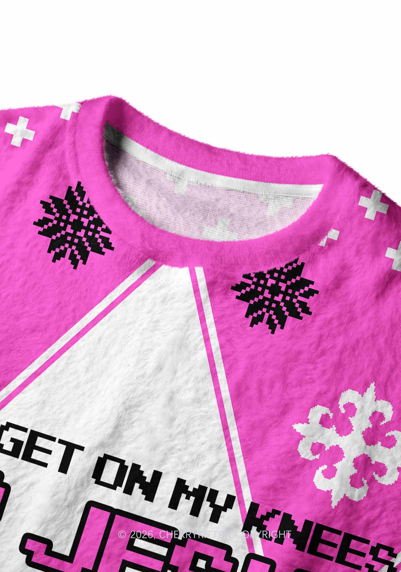 Get On Knees For Jesus Y2K Christmas Knit Sweatshirt Cherrykitten