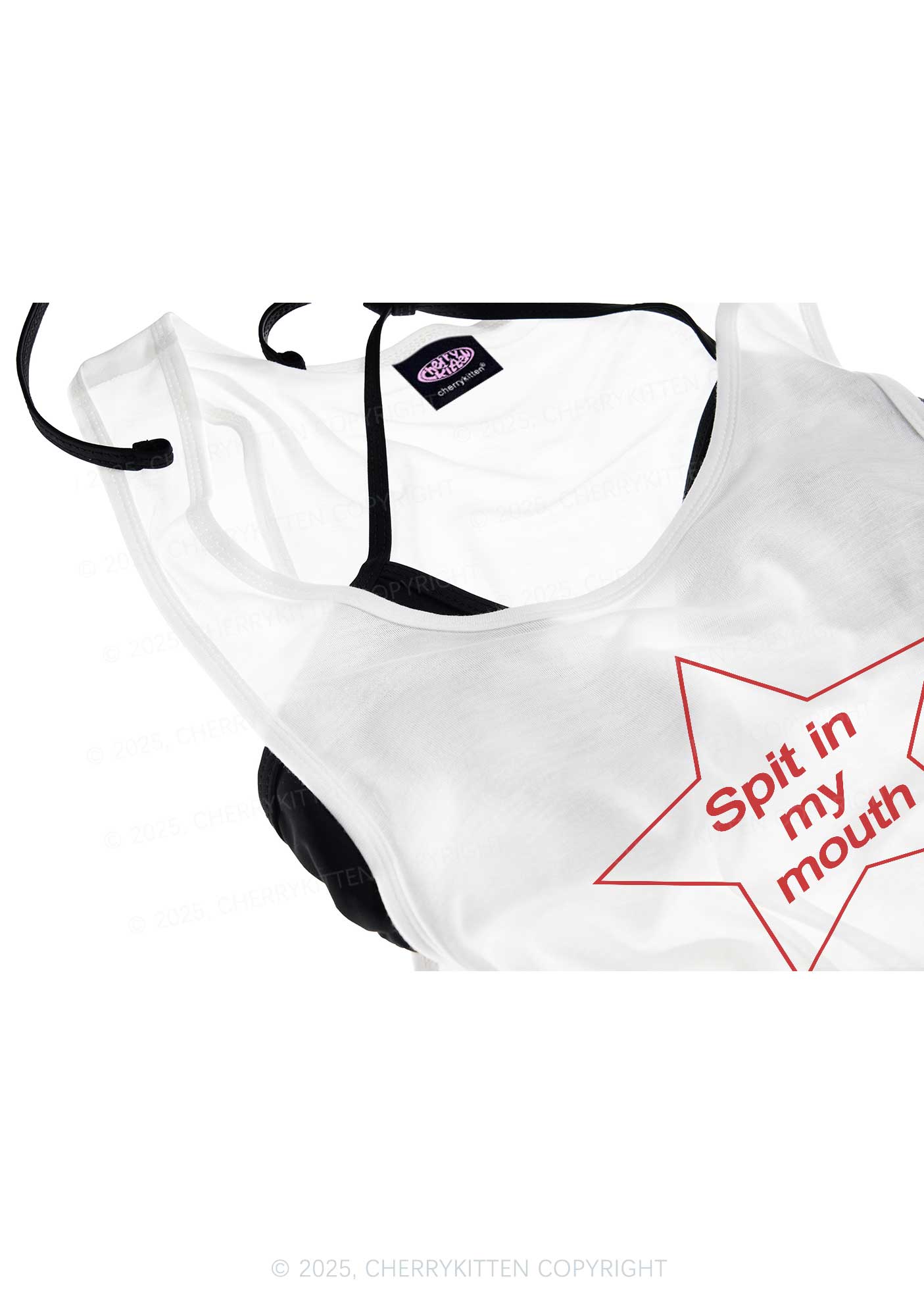 Spit In My Mouth Y2K Sheer Boyfriend Tank Cherrykitten