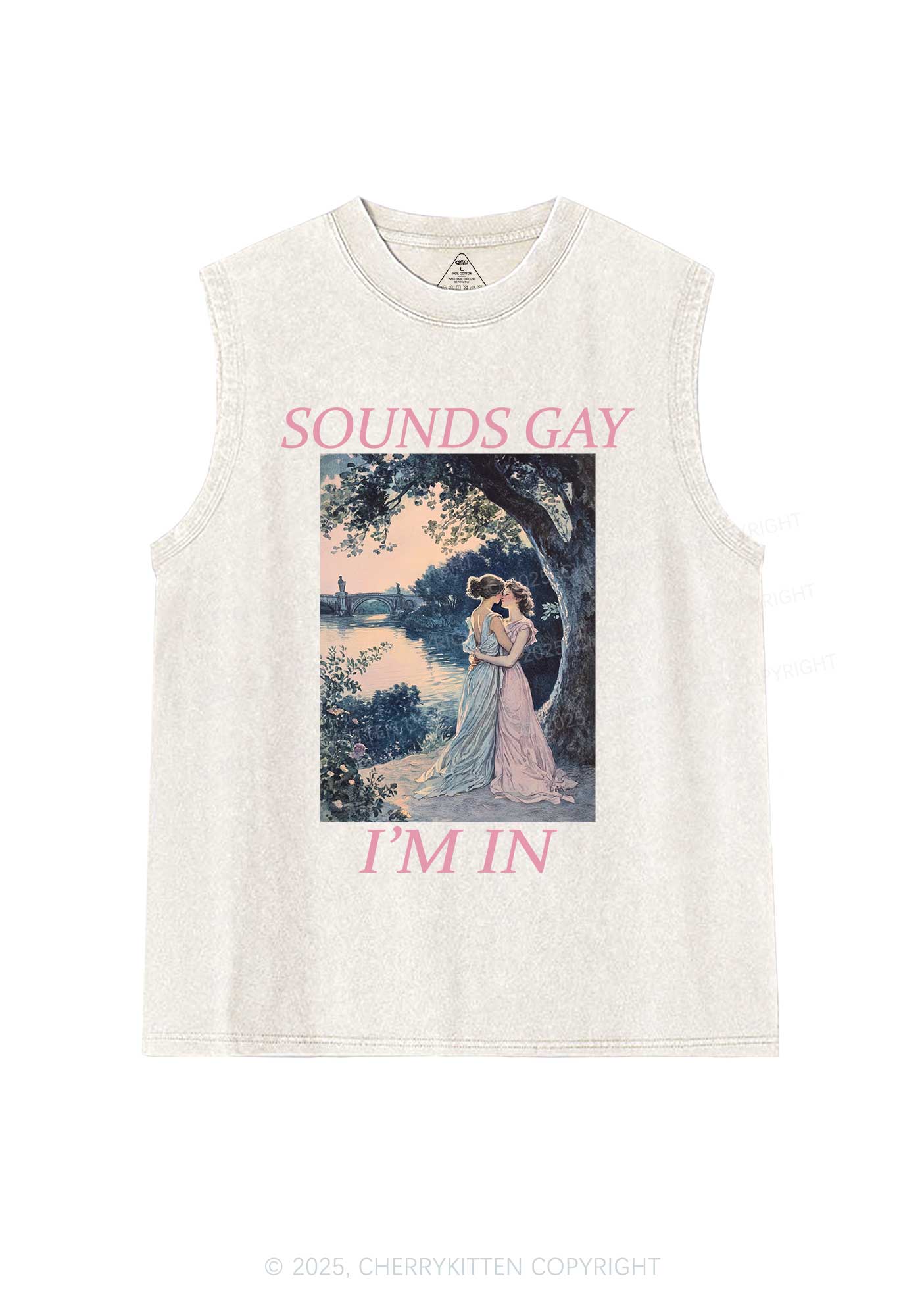 Sounds Gay Im In Pride Y2K Washed Muscle Tank Cherrykitten