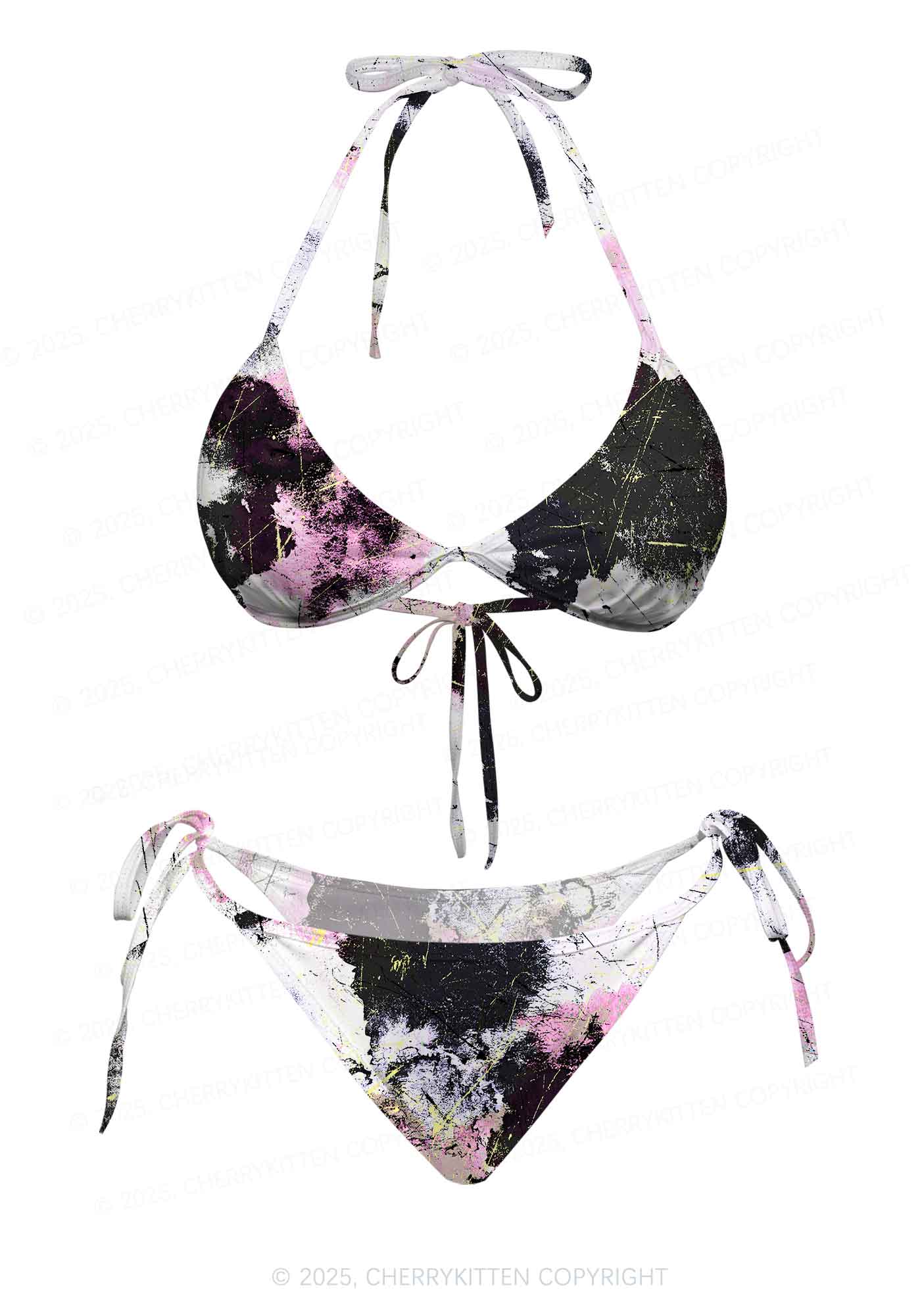 Ink Graffiti Y2K Print Bikini Set Cherrykitten