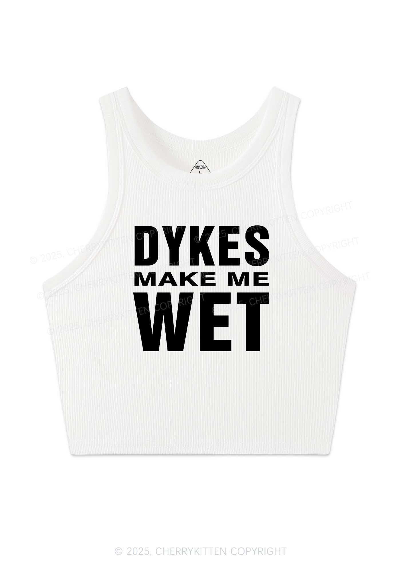 Dykes Make Me Wet Pride Y2K Crop Tank Top Cherrykitten