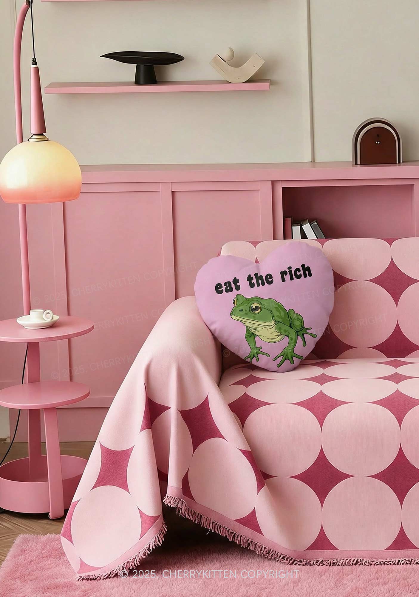Eat The Rich Frog Y2K Ugly Pillow Cherrykitten