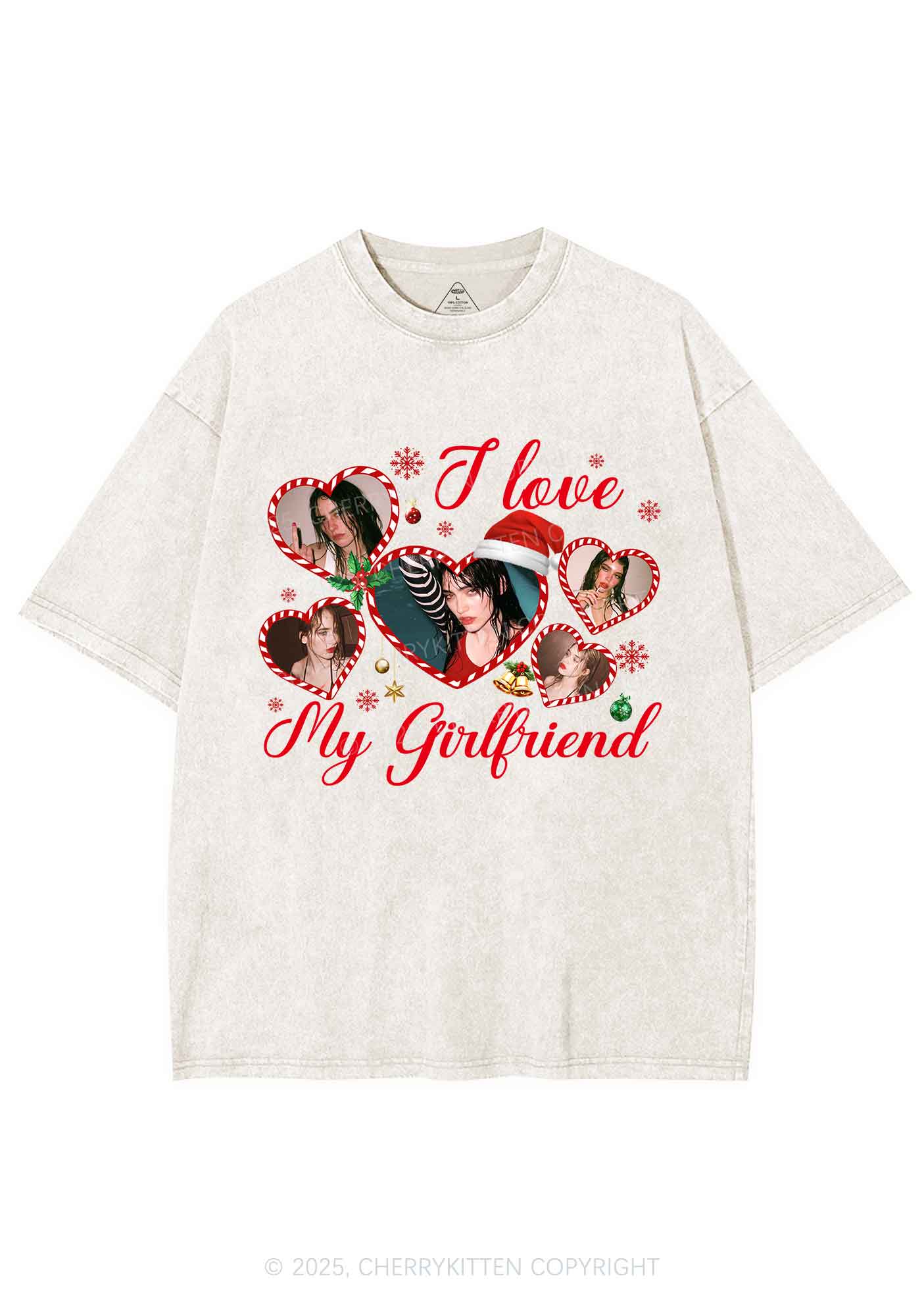 Custom Christmas I Love My GF Y2K Shirts Washed Tee Cherrykitten