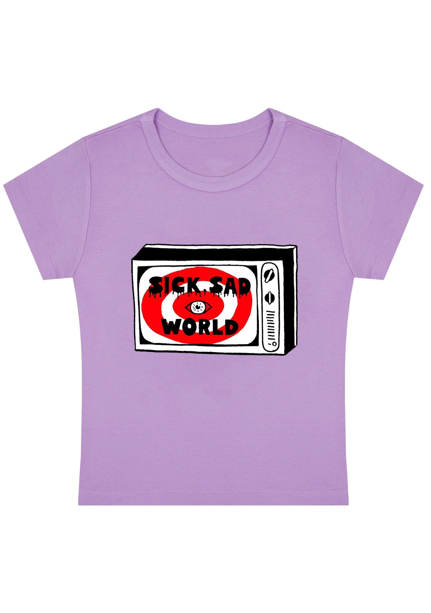 Curvy Sick Sad World Eyes Baby Tee