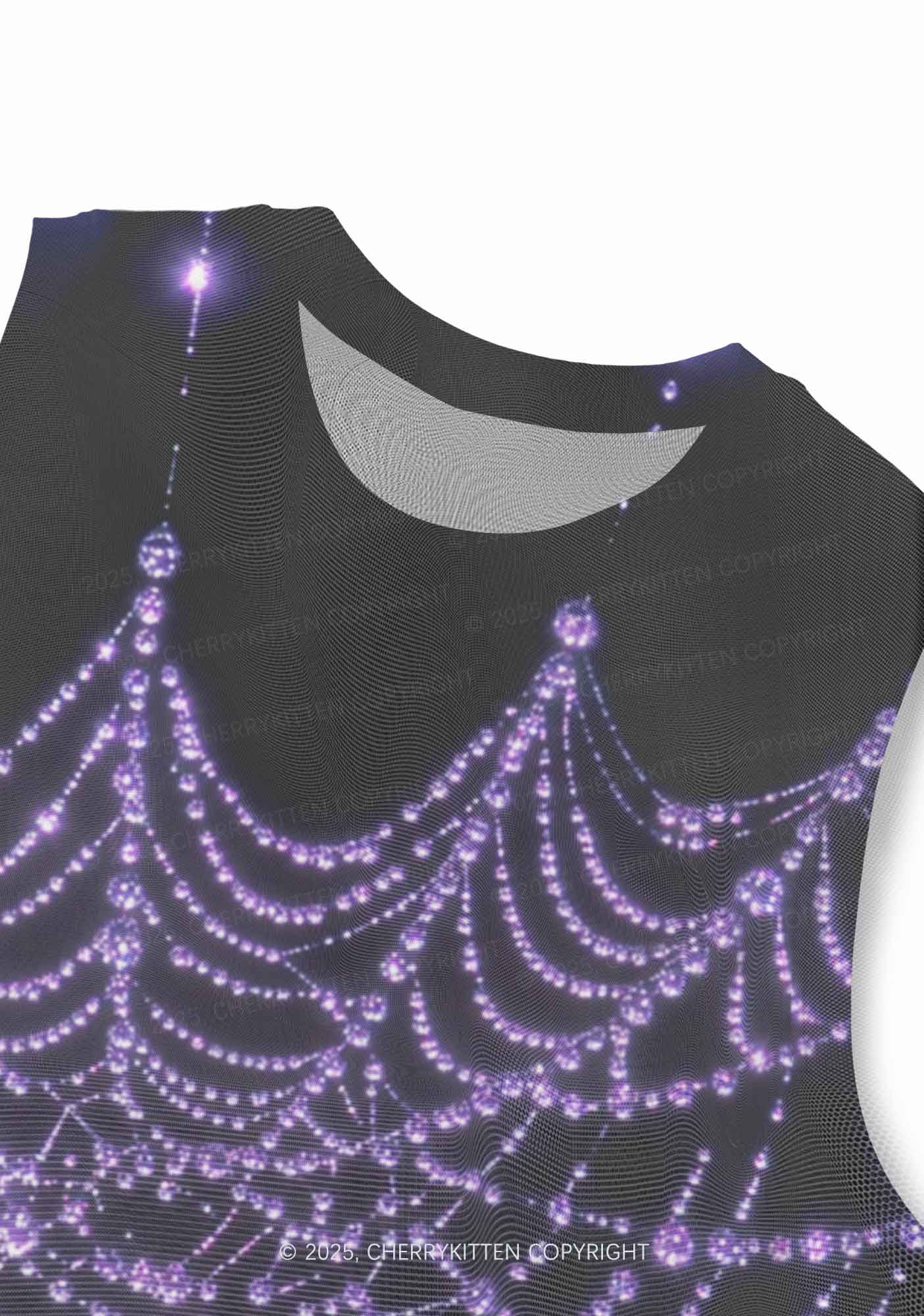 Glistening Spiderweb Y2K Mesh Muscle Tank Cherrykitten