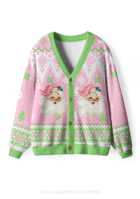 Pink Santa Y2K Christmas Cardigan Knit Sweatshirt Cherrykitten