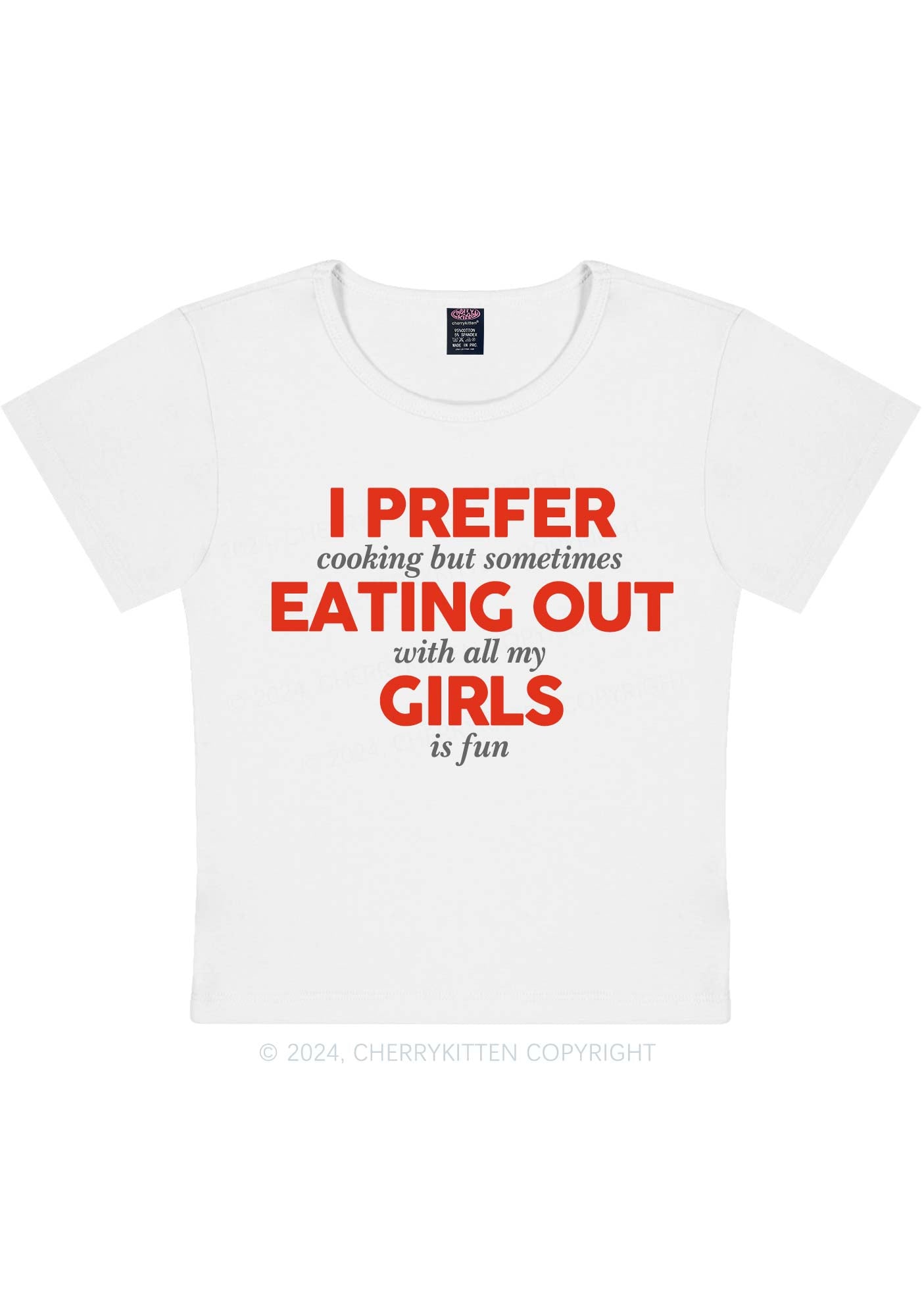 Prefer Eating Out Girls Y2K Baby Tee Cherrykitten