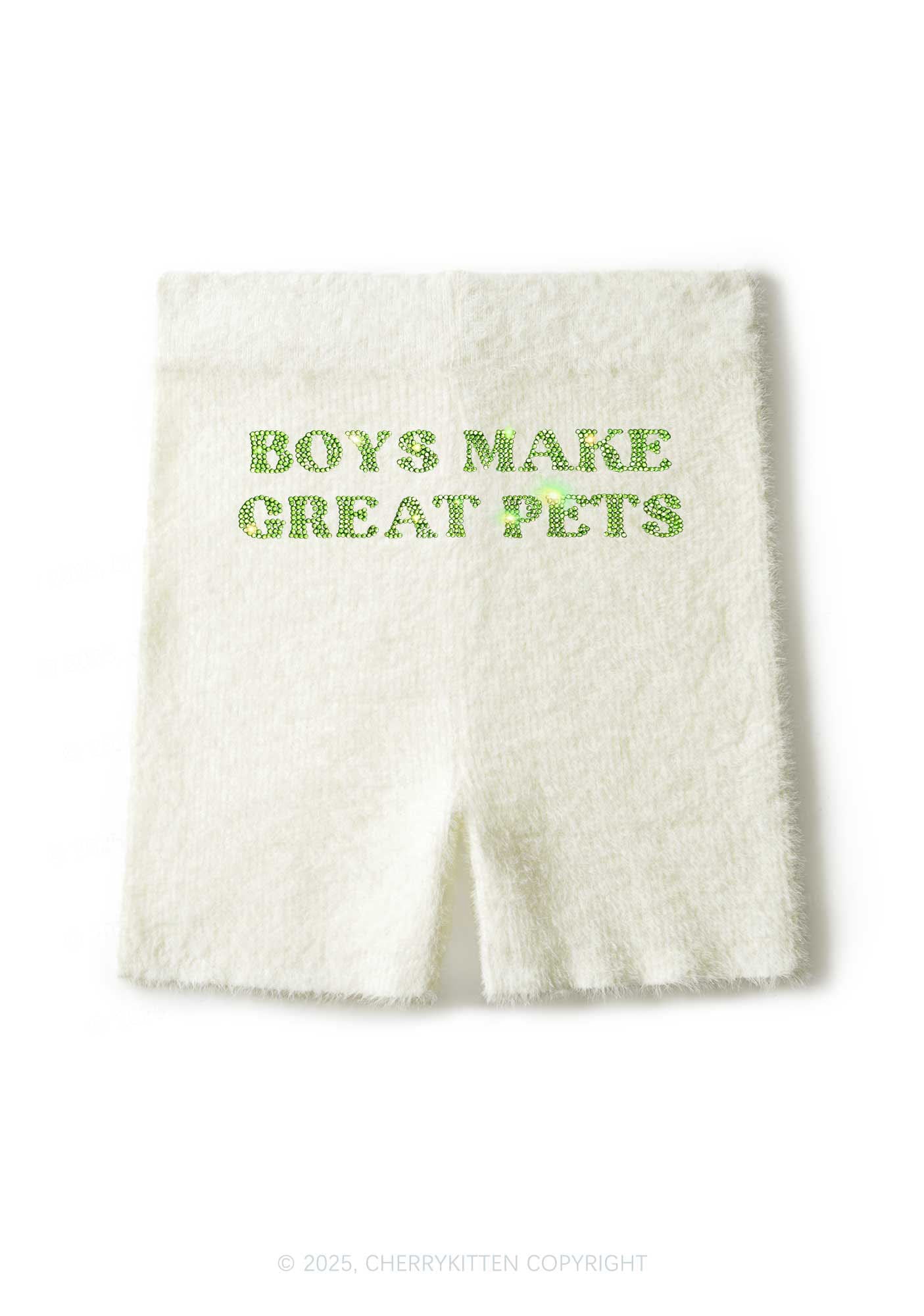 Rhinestone Boys Make Gr8 Pets Y2K Fluffy Shorts Cherrykitten