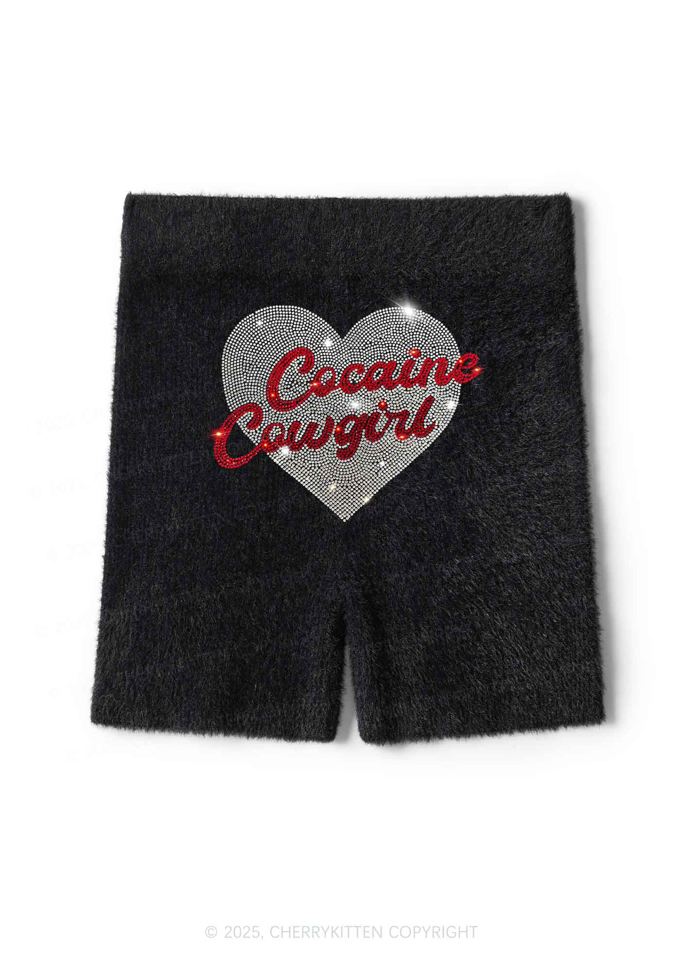 Rhinestone Cola Cowgirl Y2K Fluffy Shorts Cherrykitten