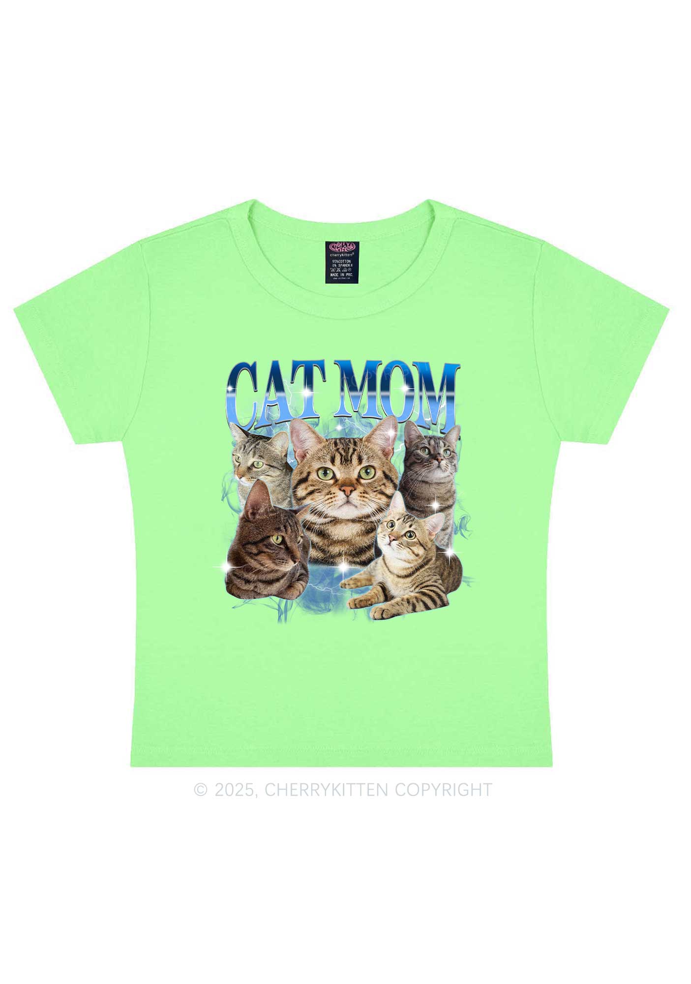 Custom Photo Cat Mom Y2K Baby Tee Cherrykitten