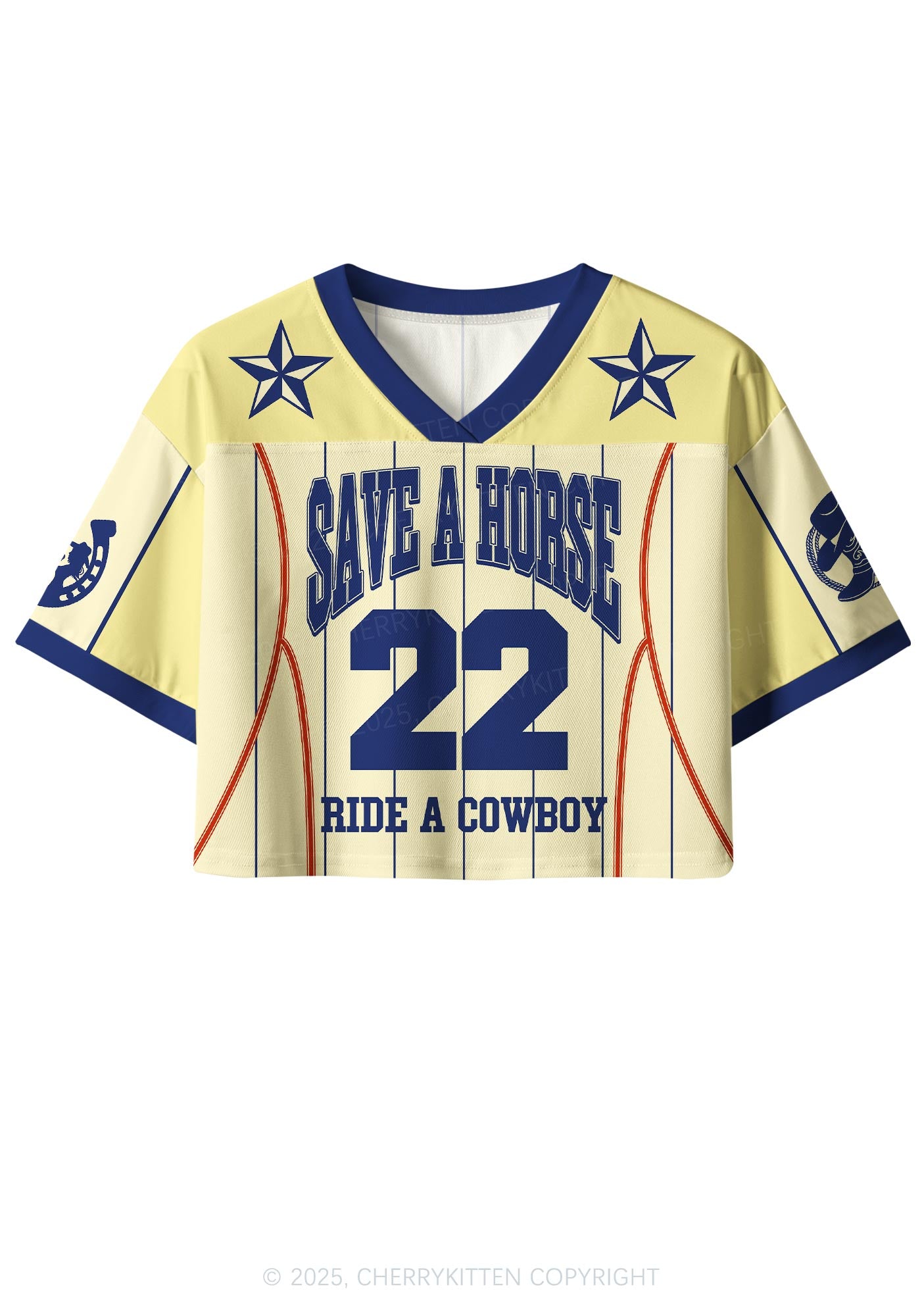 Custom Yellow Save A Horse Y2K Crop Sport Jersey Shirts Cherrykitten