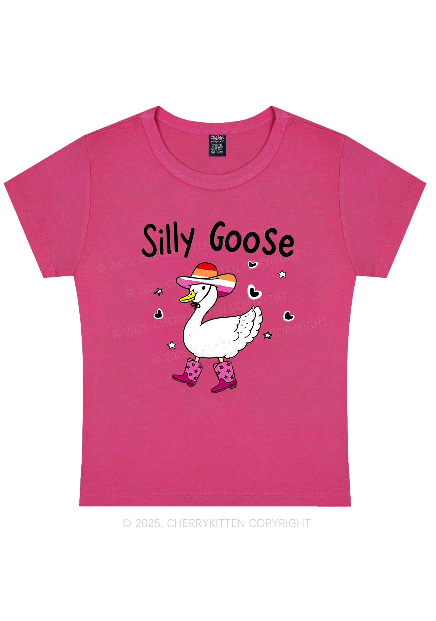 Silly Goose Lesbian Pride Y2K Baby Tee Cherrykitten