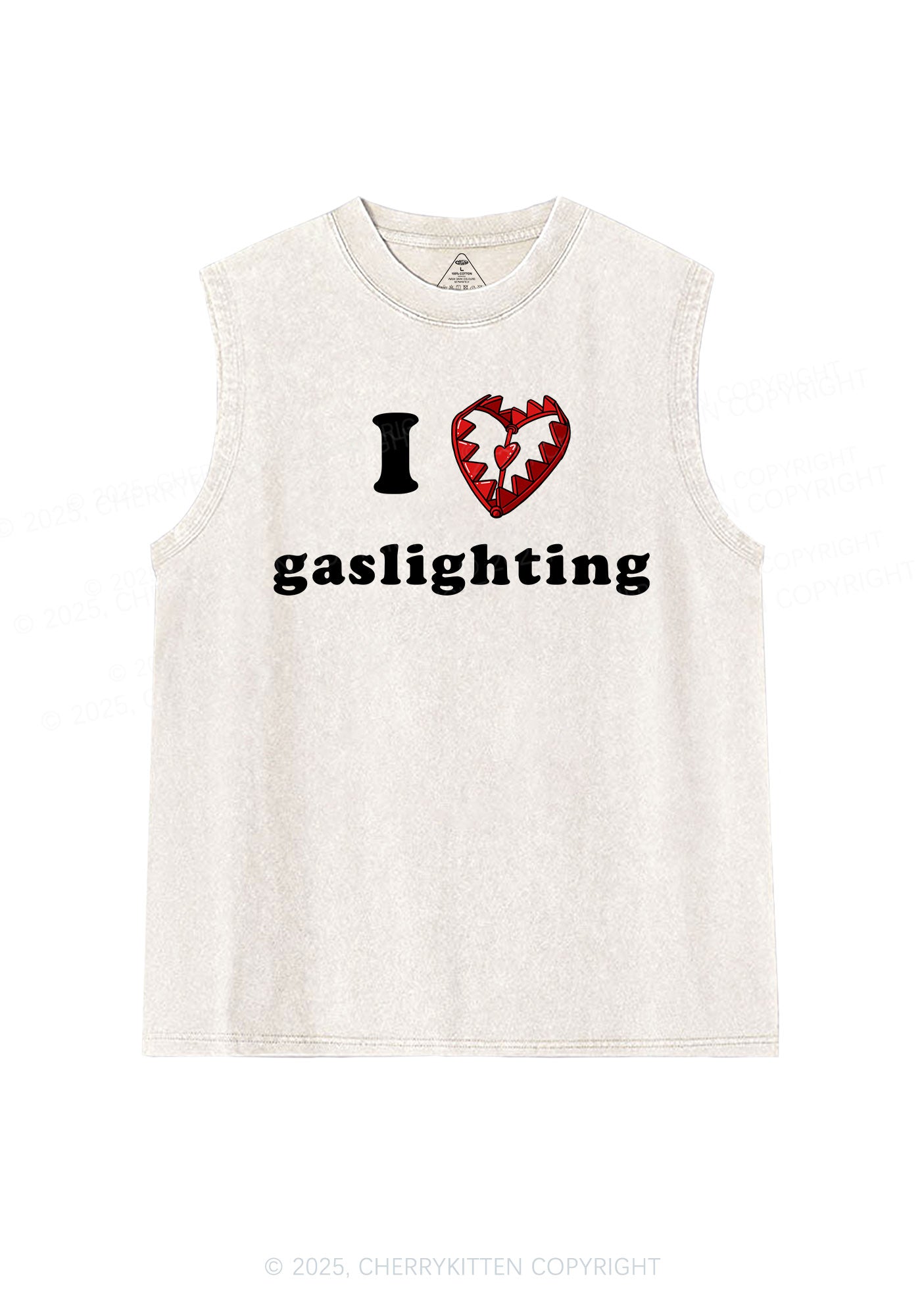 Love Gaslighting Y2K Washed Muscle Tank Cherrykitten