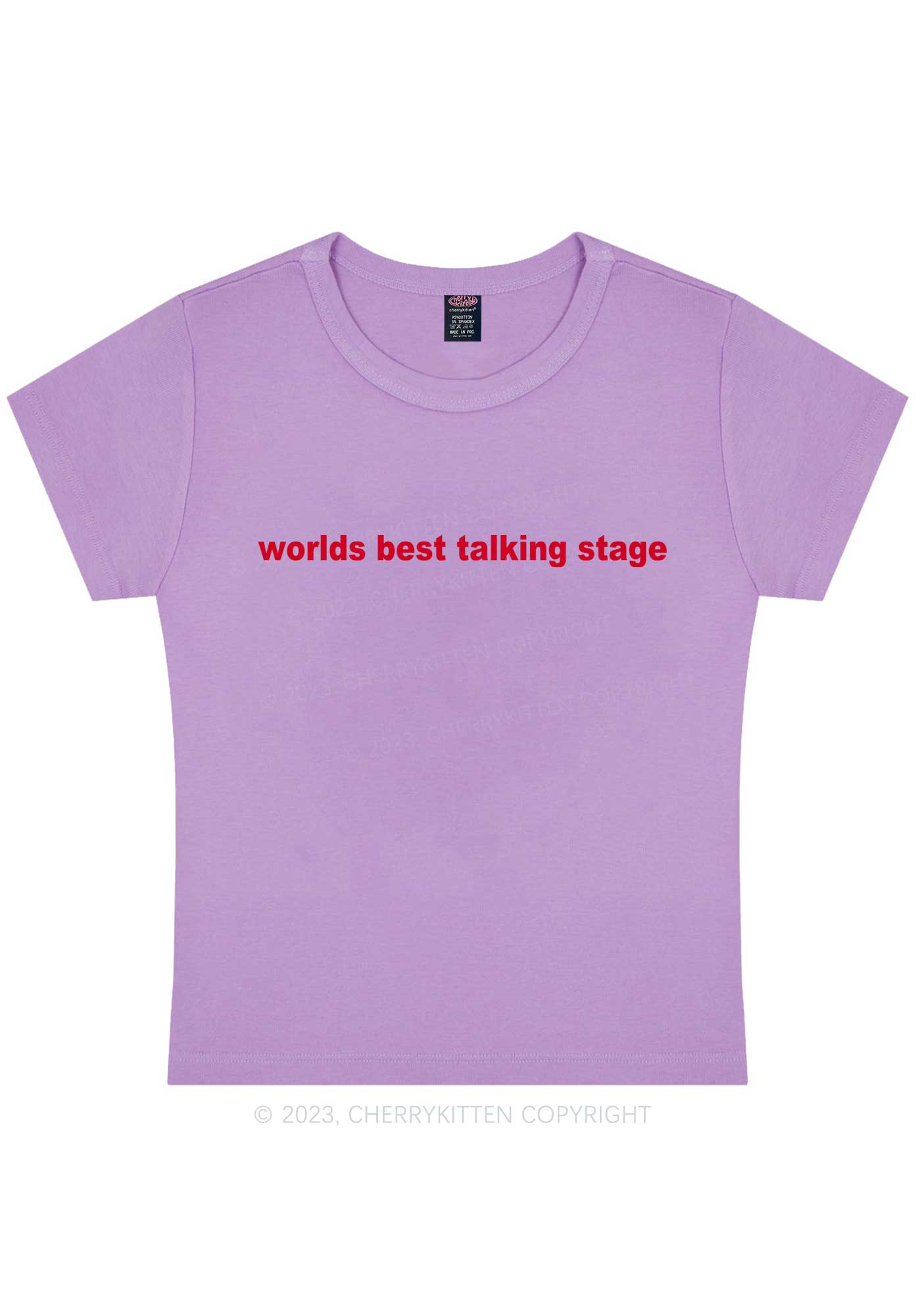Worlds Best Talking Stage Y2K Baby Tee Cherrykitten