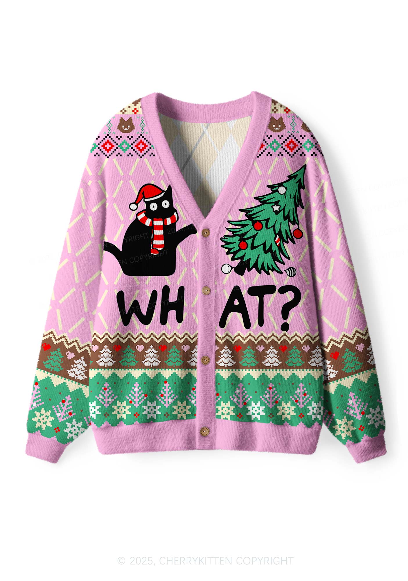 What Tree Y2K Christmas Cardigan Knit Sweatshirt Cherrykitten
