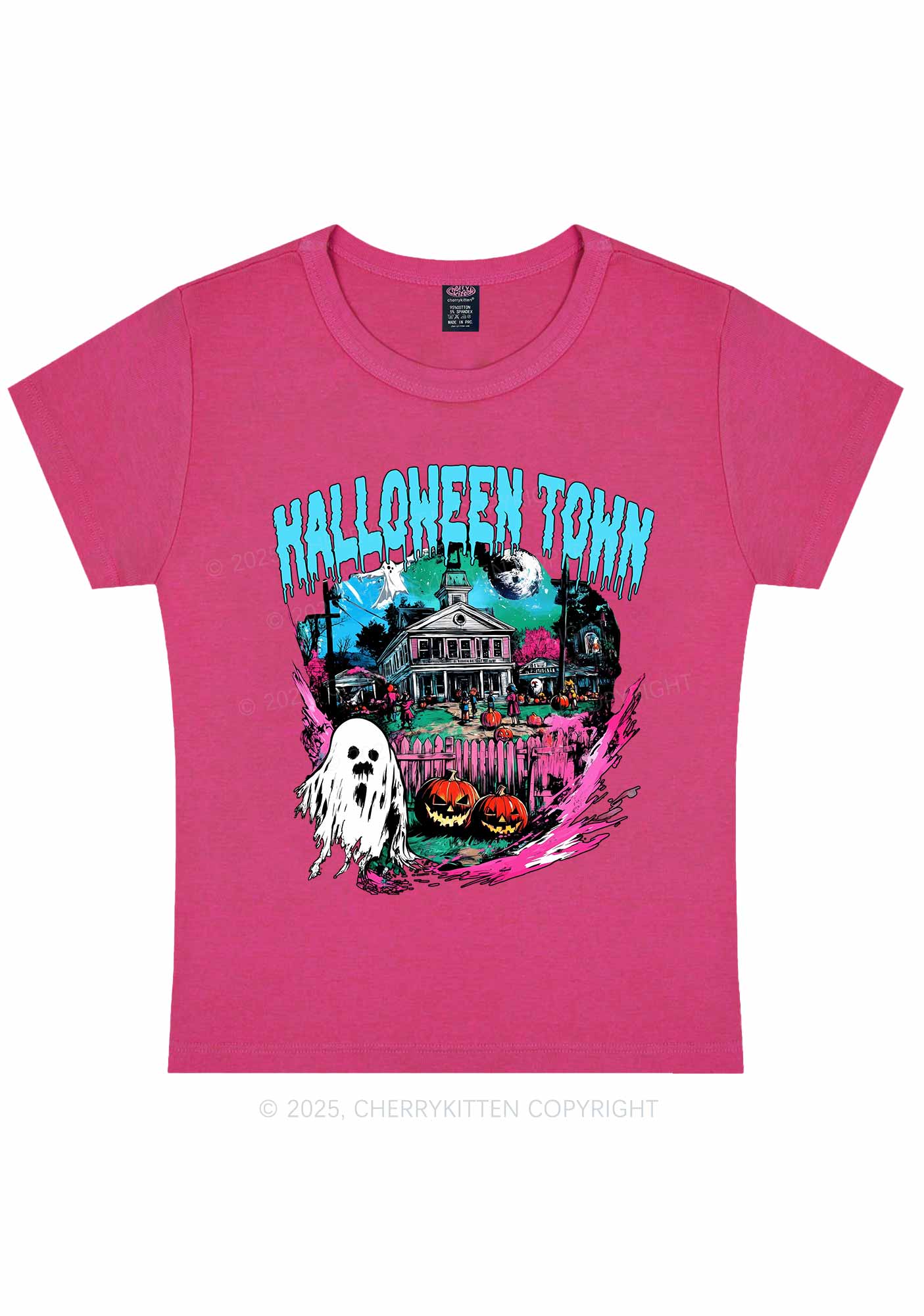 Halloween Ghost Town Y2K Baby Tee Cherrykitten