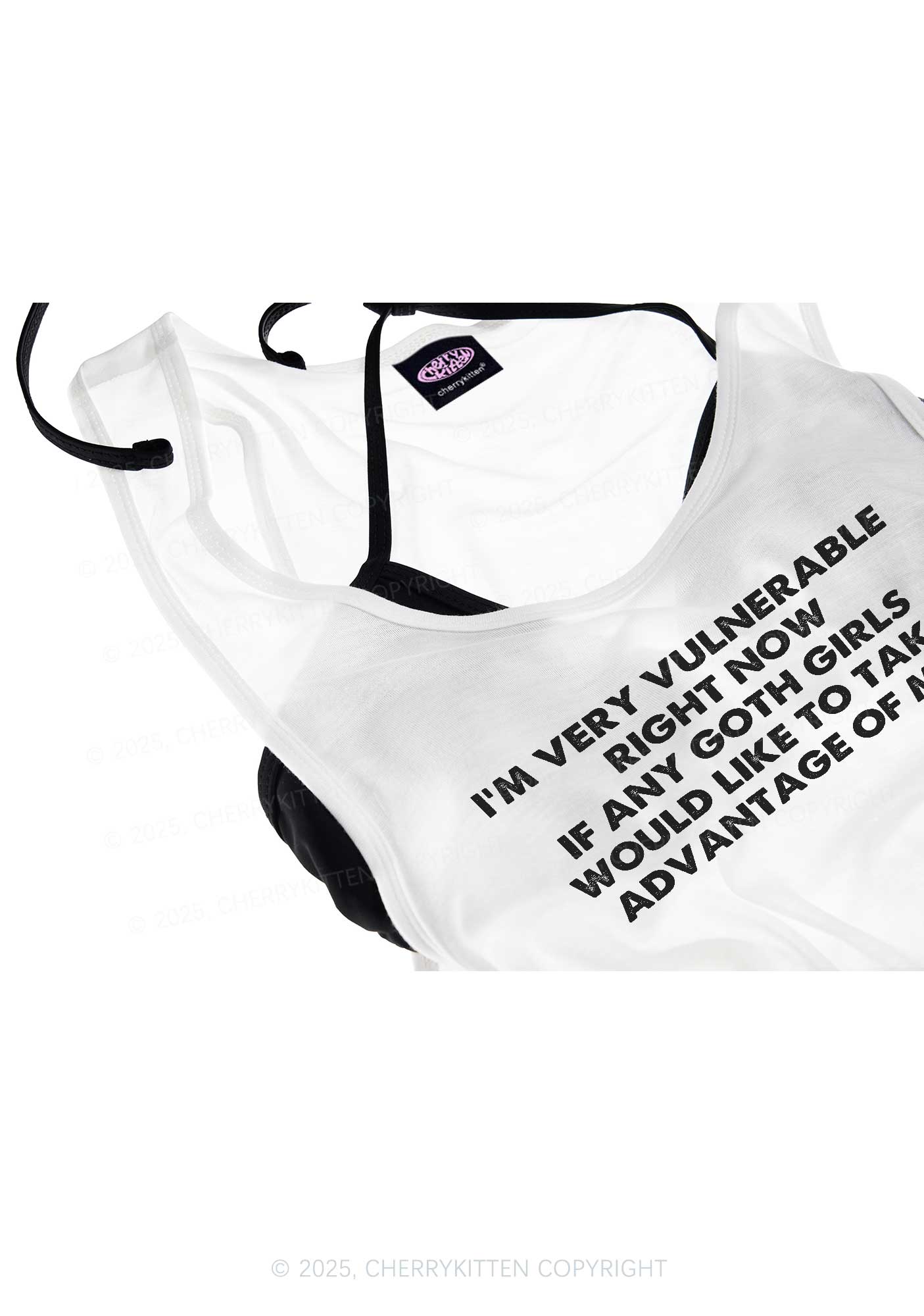 Im Vulnerable Y2K Sheer Boyfriend Tank Cherrykitten
