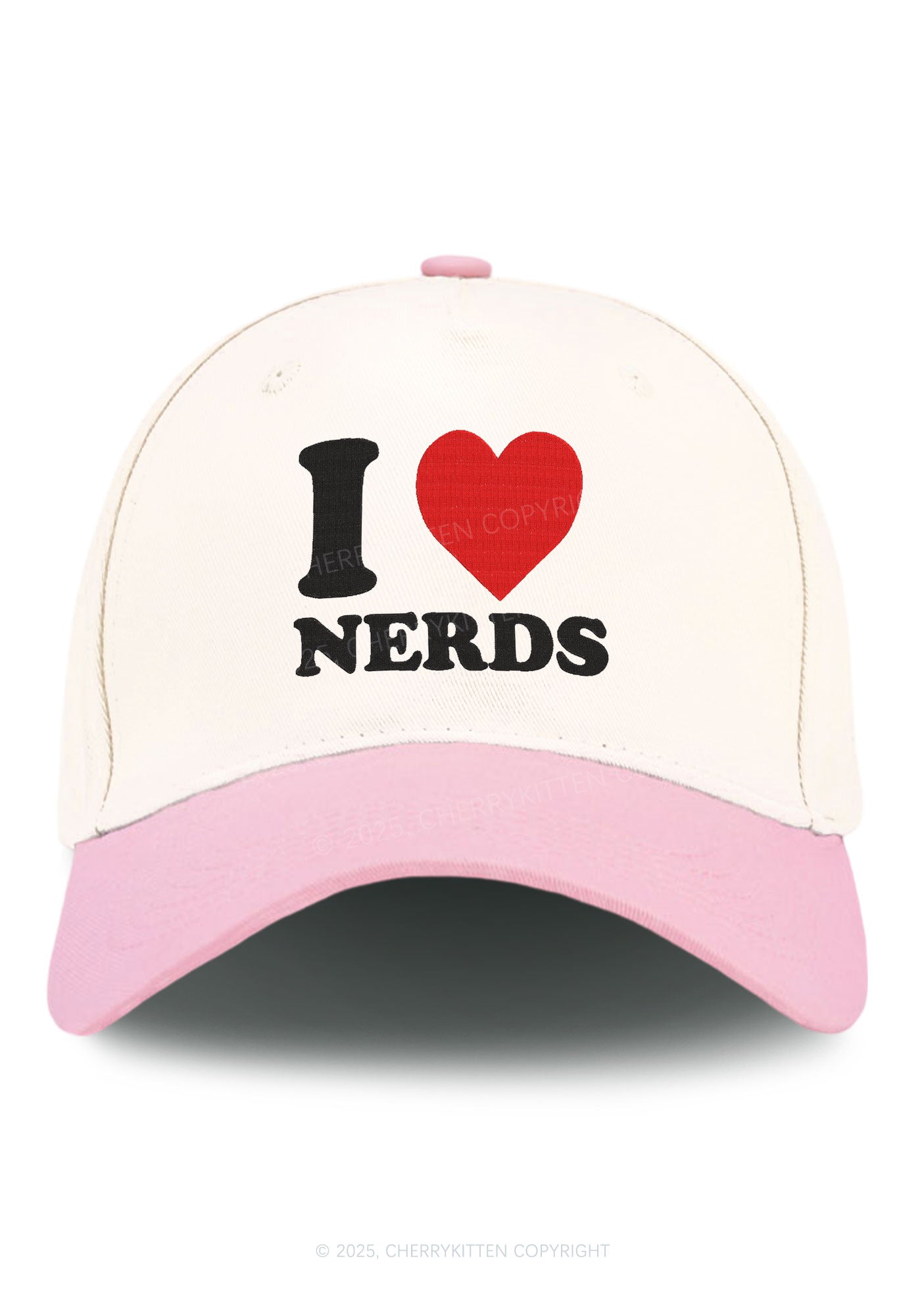 Embroidered I Love Nerds Y2K Color Block Baseball Cap Cherrykitten